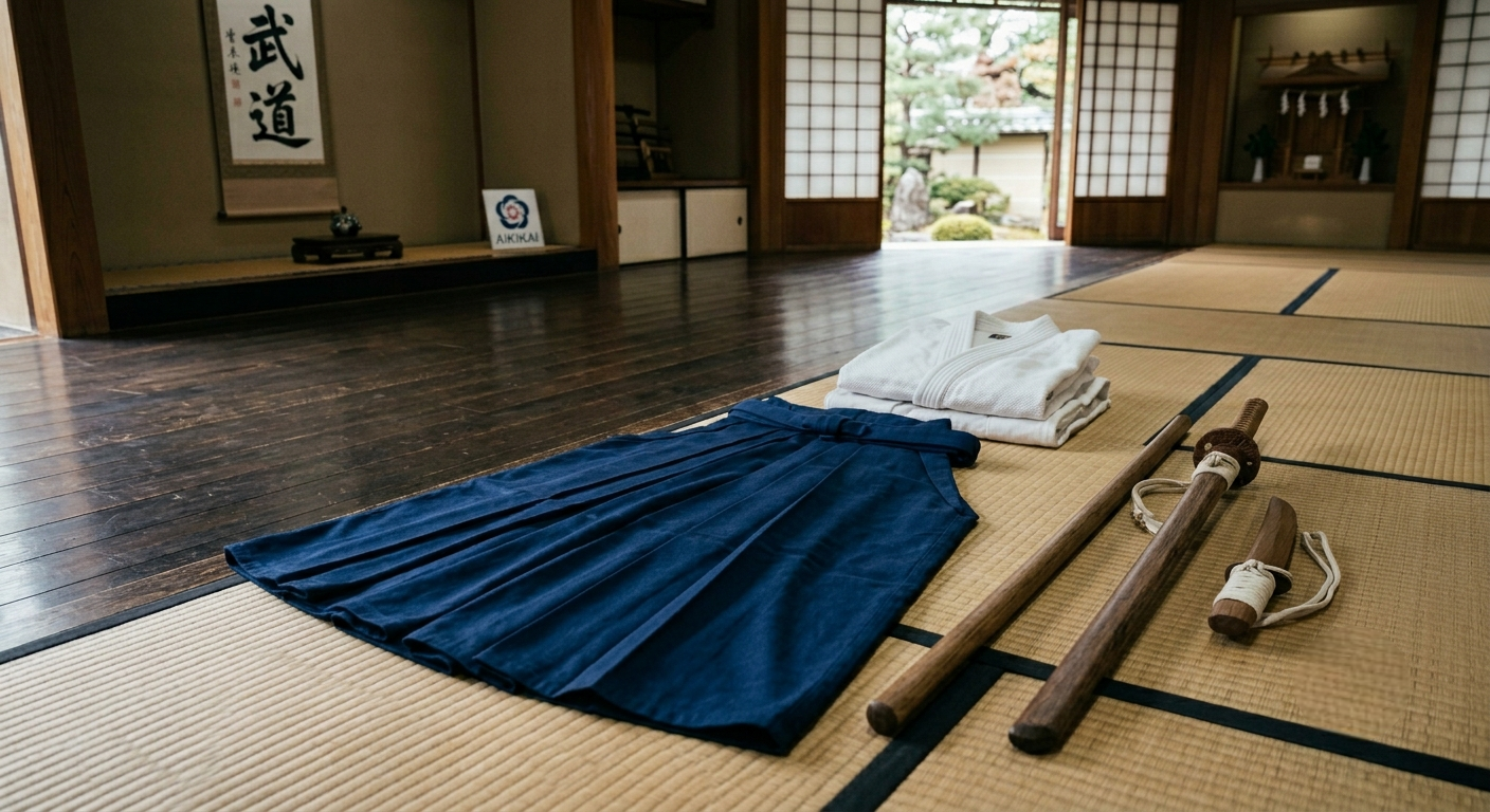 S'équiper en aïkido : hakama, keikogi et armes (bokken, jo, tanto)