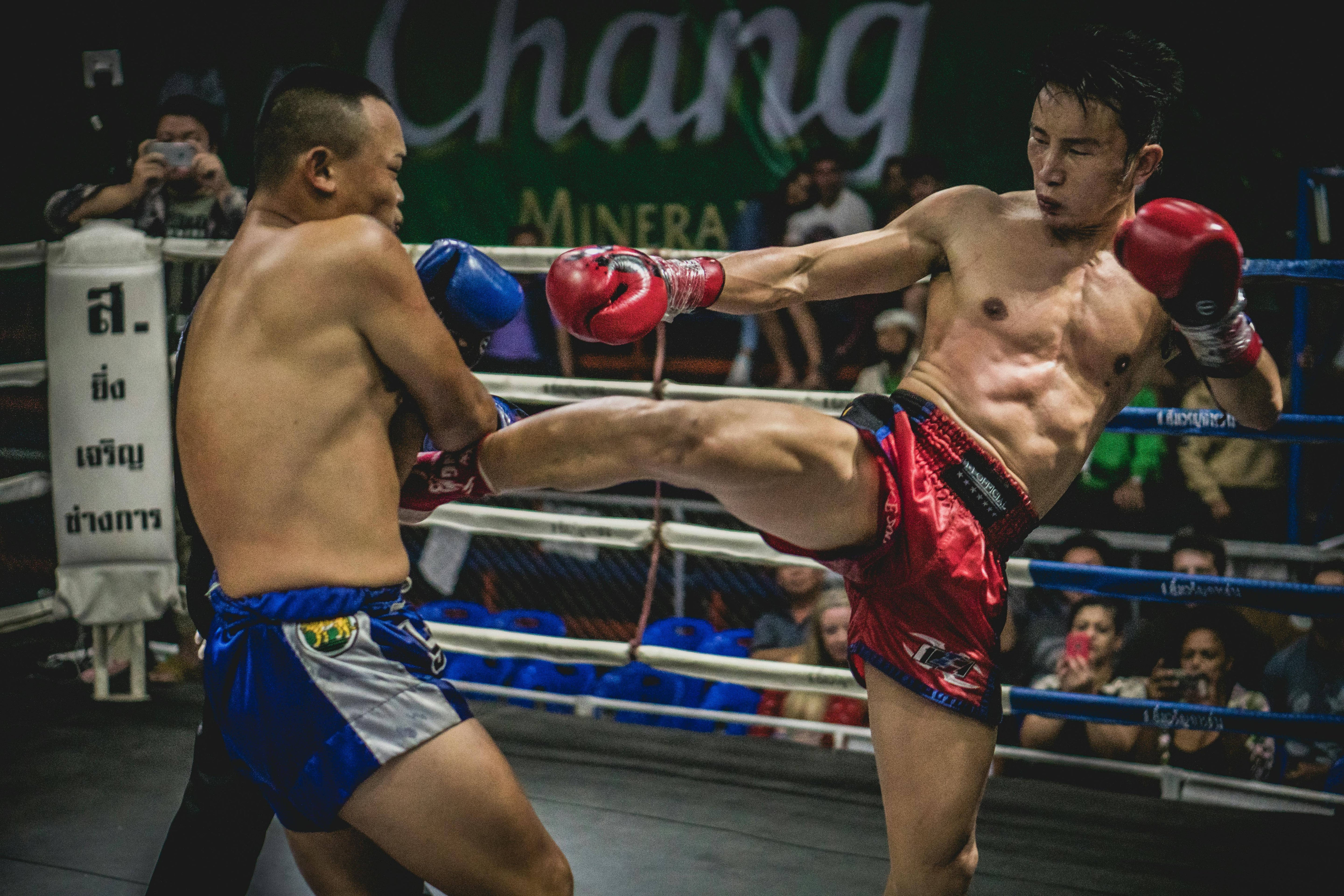 Le développement international du MMA illustré par des combattants en action dans une arène moderne