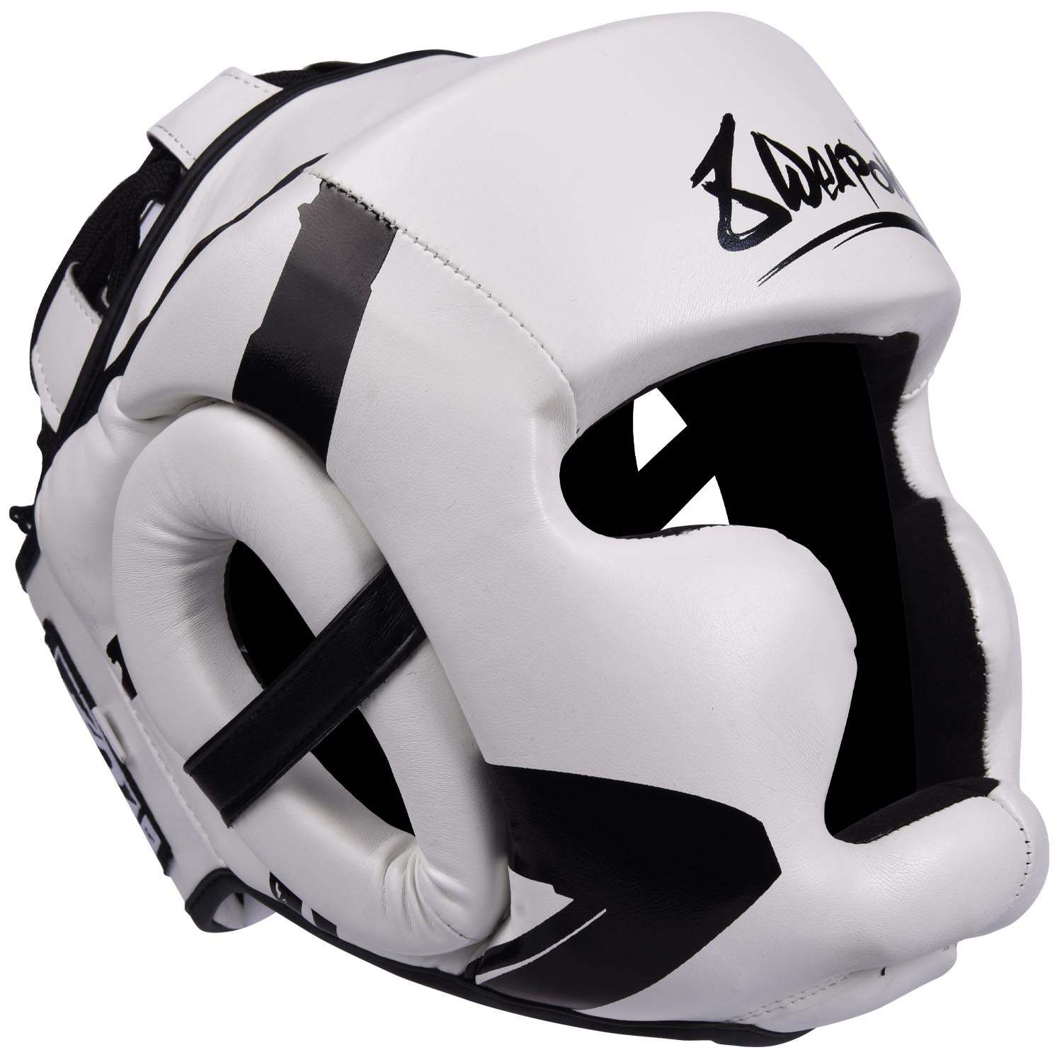 Casque de boxe 8 WEAPONS Unlimited blanc et noir avec protection haute densité et ajustement confortable