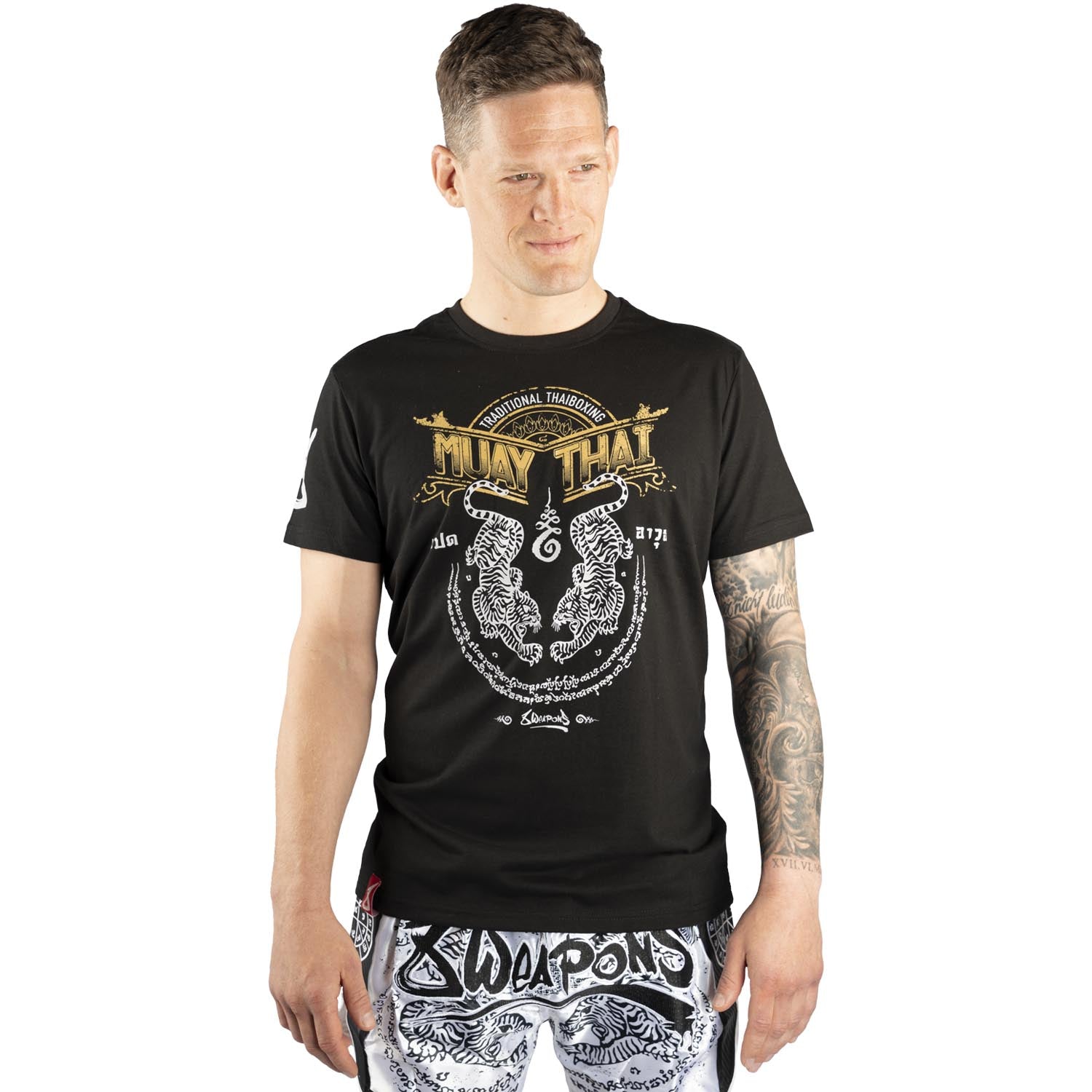 T-shirt - 8 WEAPONS Sak Yant Tigers Muay Thaï - Noir