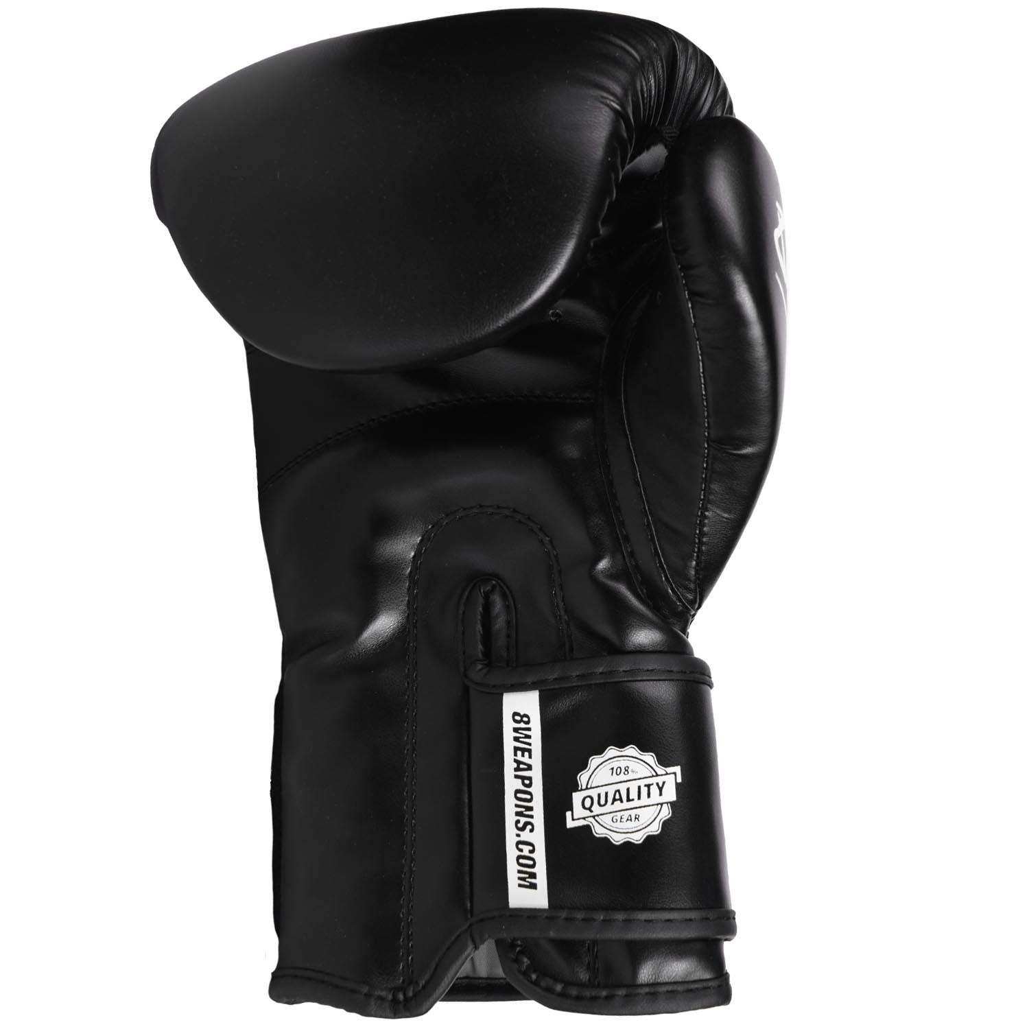 Gants de boxe 8 WEAPONS PURE noir et blanc ergonomiques avec velcro large pour protection et confort