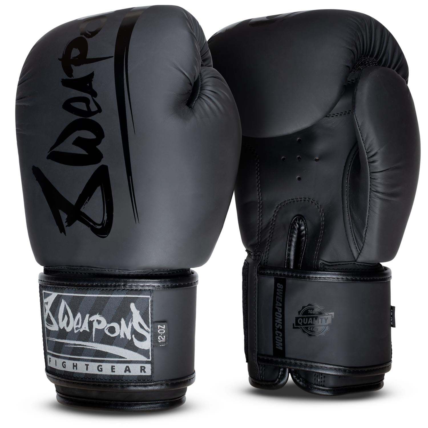 Gants de boxe noirs 8 WEAPONS Unlimited 2.0 avec mousse haute densité et velcro renforcé