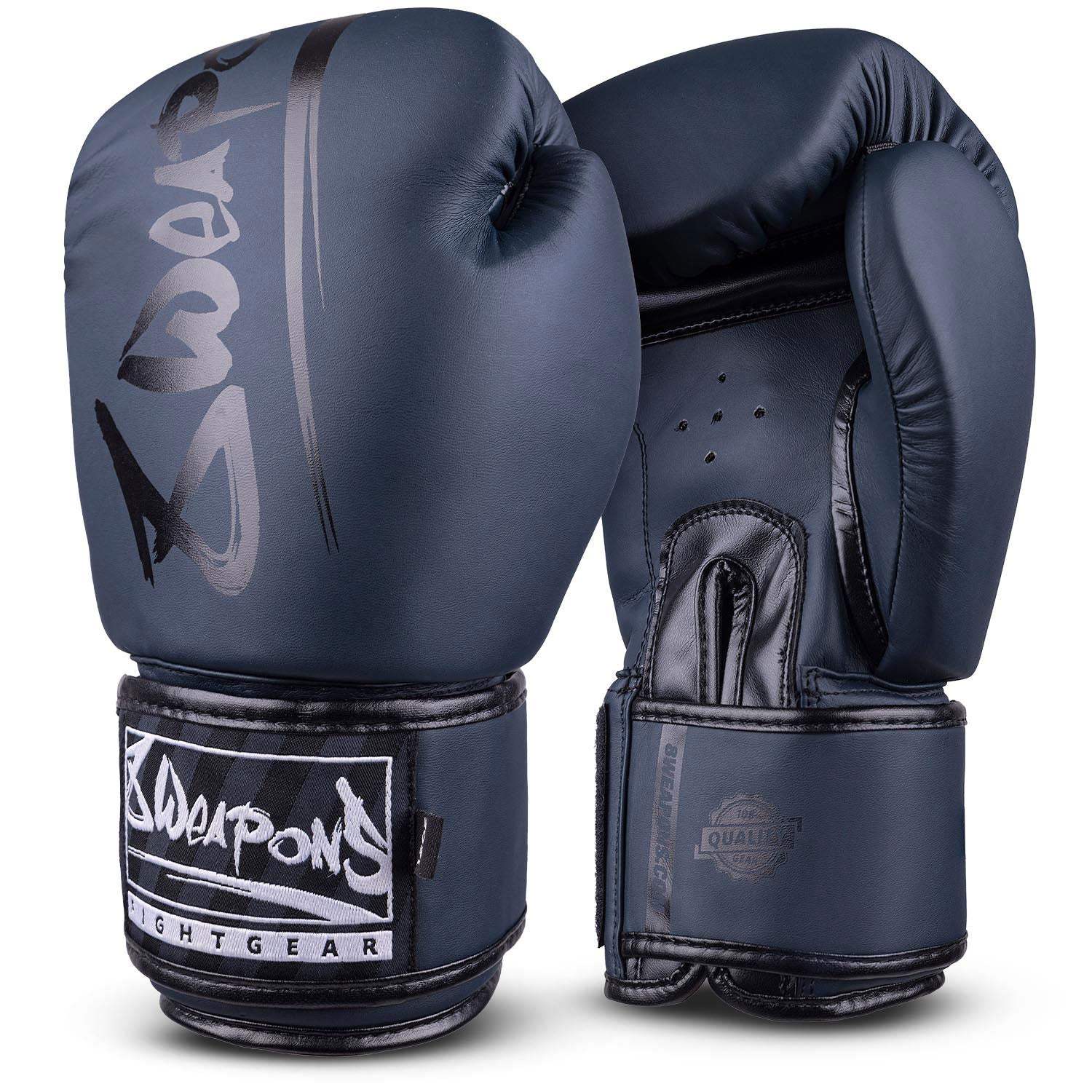 Gants de boxe 8 WEAPONS Unlimited 2.0 bleu marine et noir avec mousse haute densité et fermeture velcro robuste