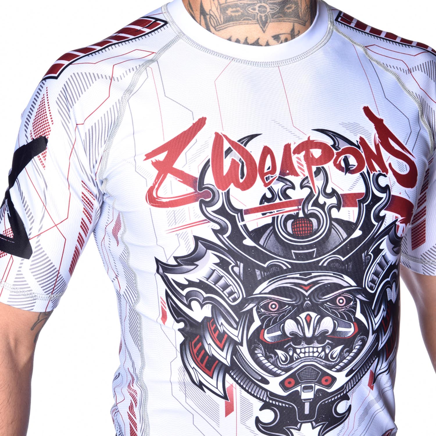 Rashguard Manches Courtes - 8 WEAPONS - Samurai 2.0 - Blanc/Rouge
