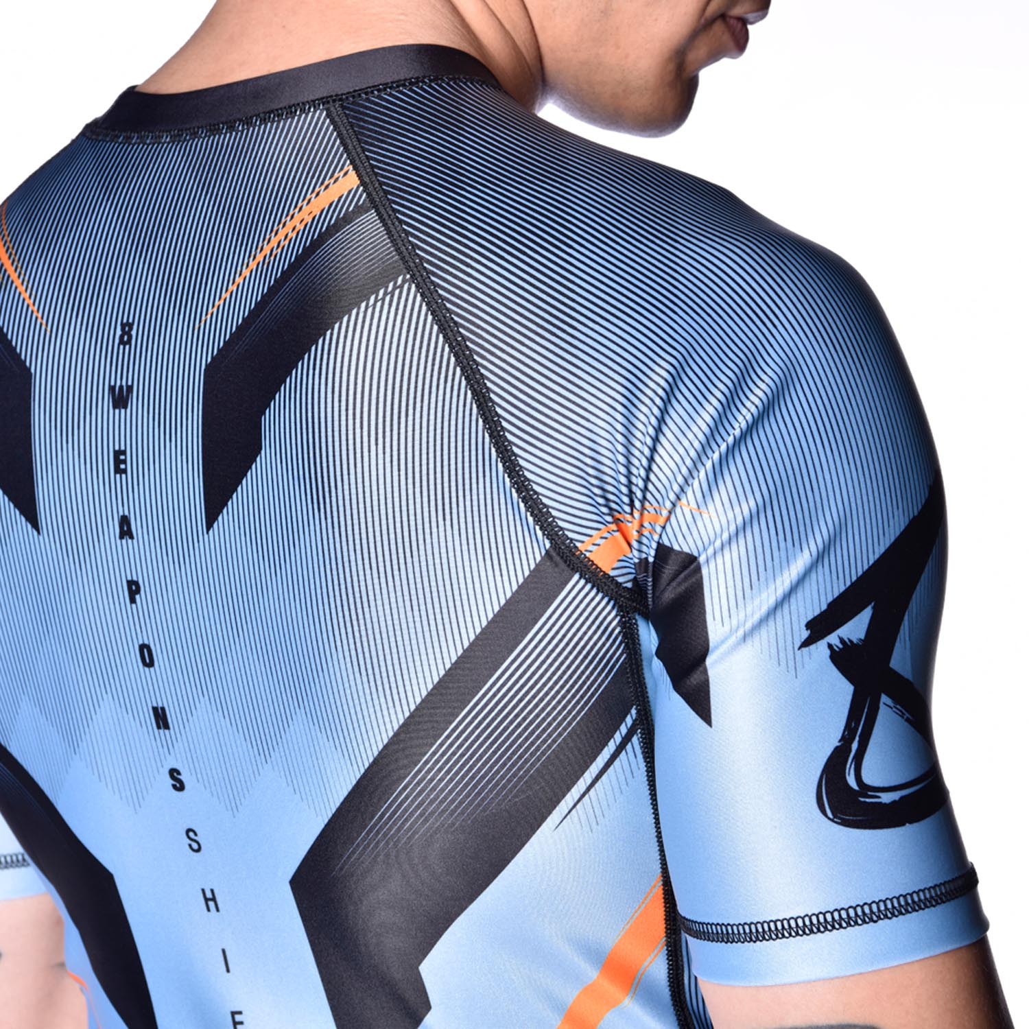 Rashguard Manches Courtes - 8 WEAPONS - Shift - Gris glacé/Orange