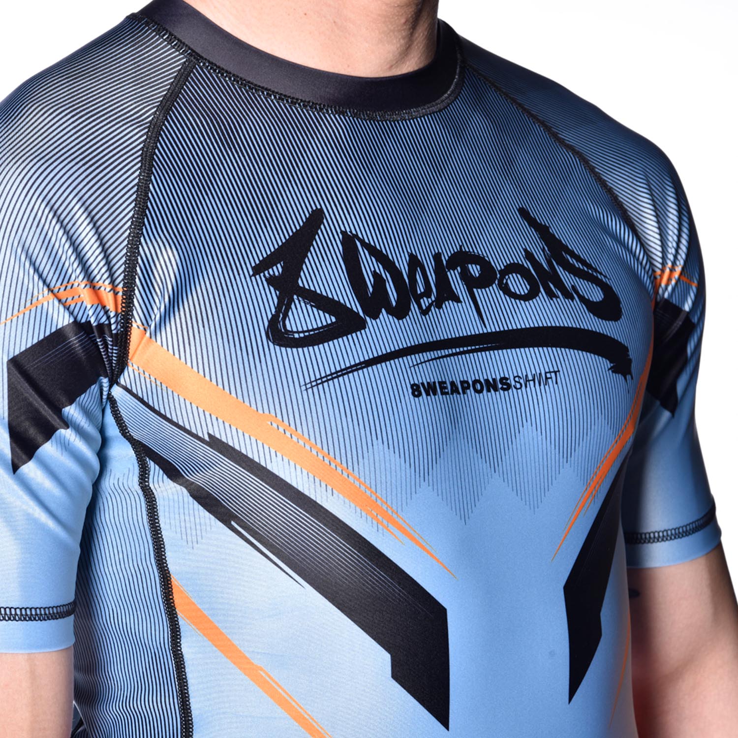 Rashguard Manches Courtes - 8 WEAPONS - Shift - Gris glacé/Orange