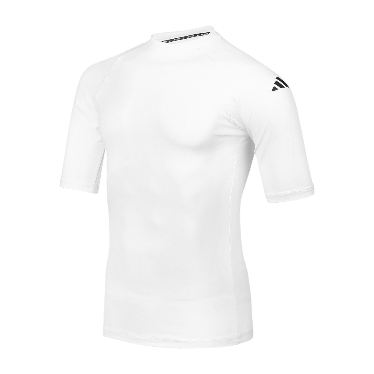 White Adidas rashguard for judo and jiu-jitsu training with lycra fabric and short sleeves