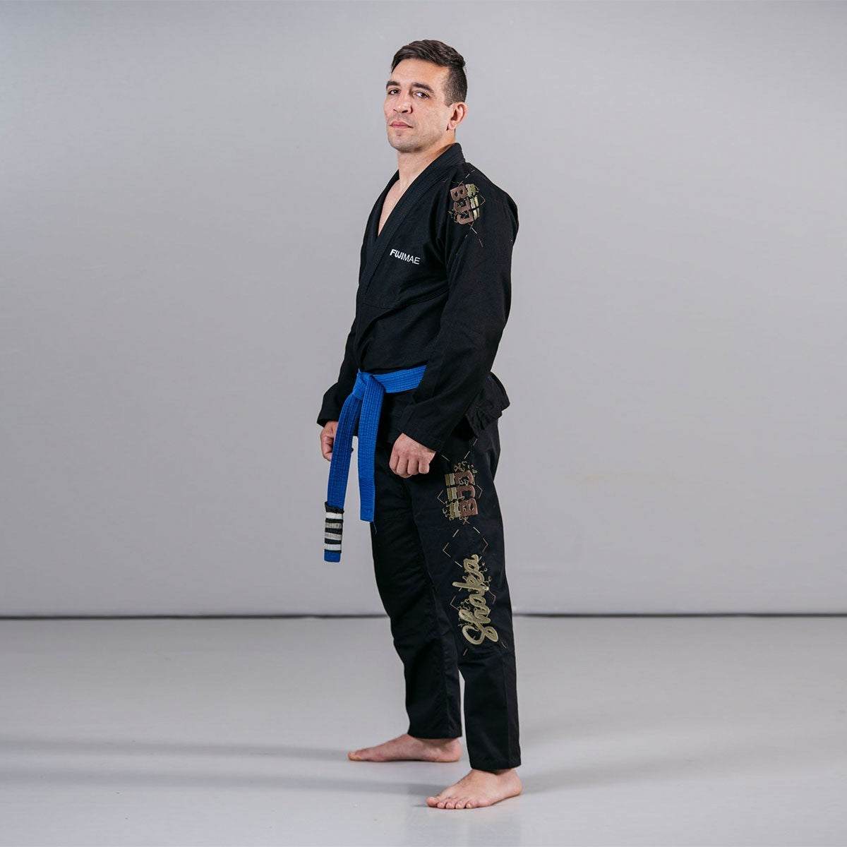 Kimono de Brazilian Jiu-Jitsu FUJIMAE Shaka 2.0 noir khaki marron en tissu durable Pearl Weave et ripstop avec renforts et broderies de haute qualité