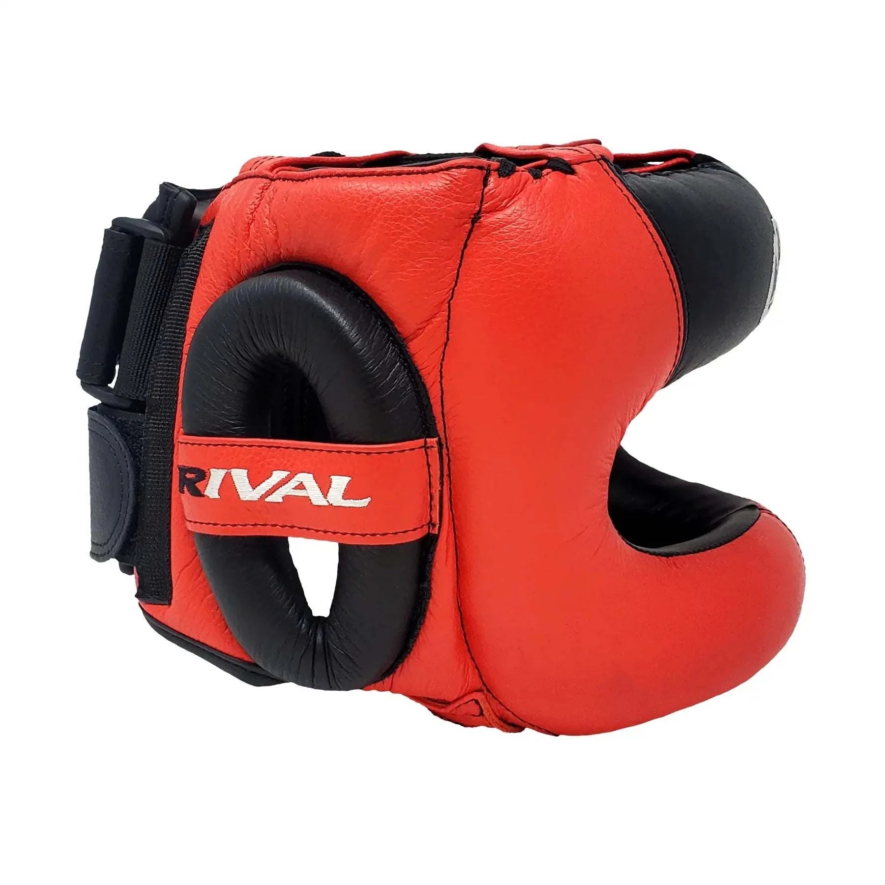 Casque de sparring rouge Rival Boxing avec barre de protection faciale et réglage ajustable