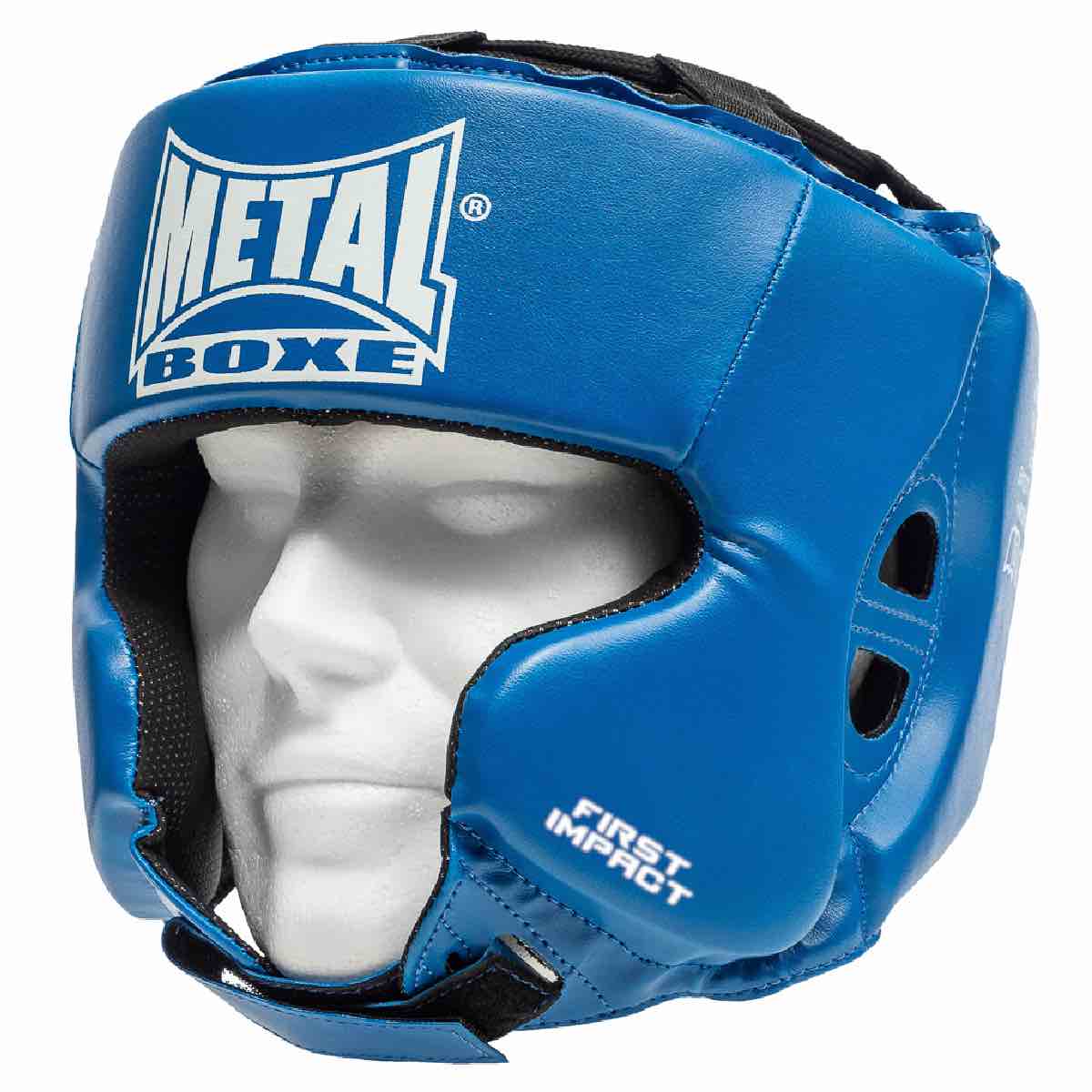Blue Metal Boxe training boxing helmet with foam padding and adjustable straps for head and chin protection