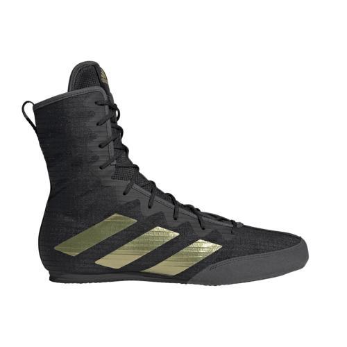Black and gold Adidas Box Hog IV boxing shoes with high ankle support and lightweight design