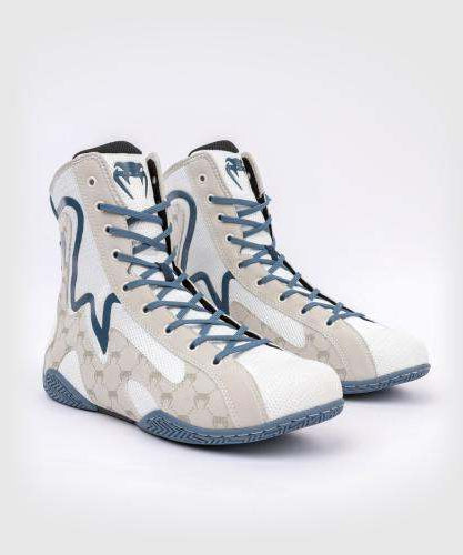 Chaussures de boxe Venum Elite Monogram - Blanc/Bleu