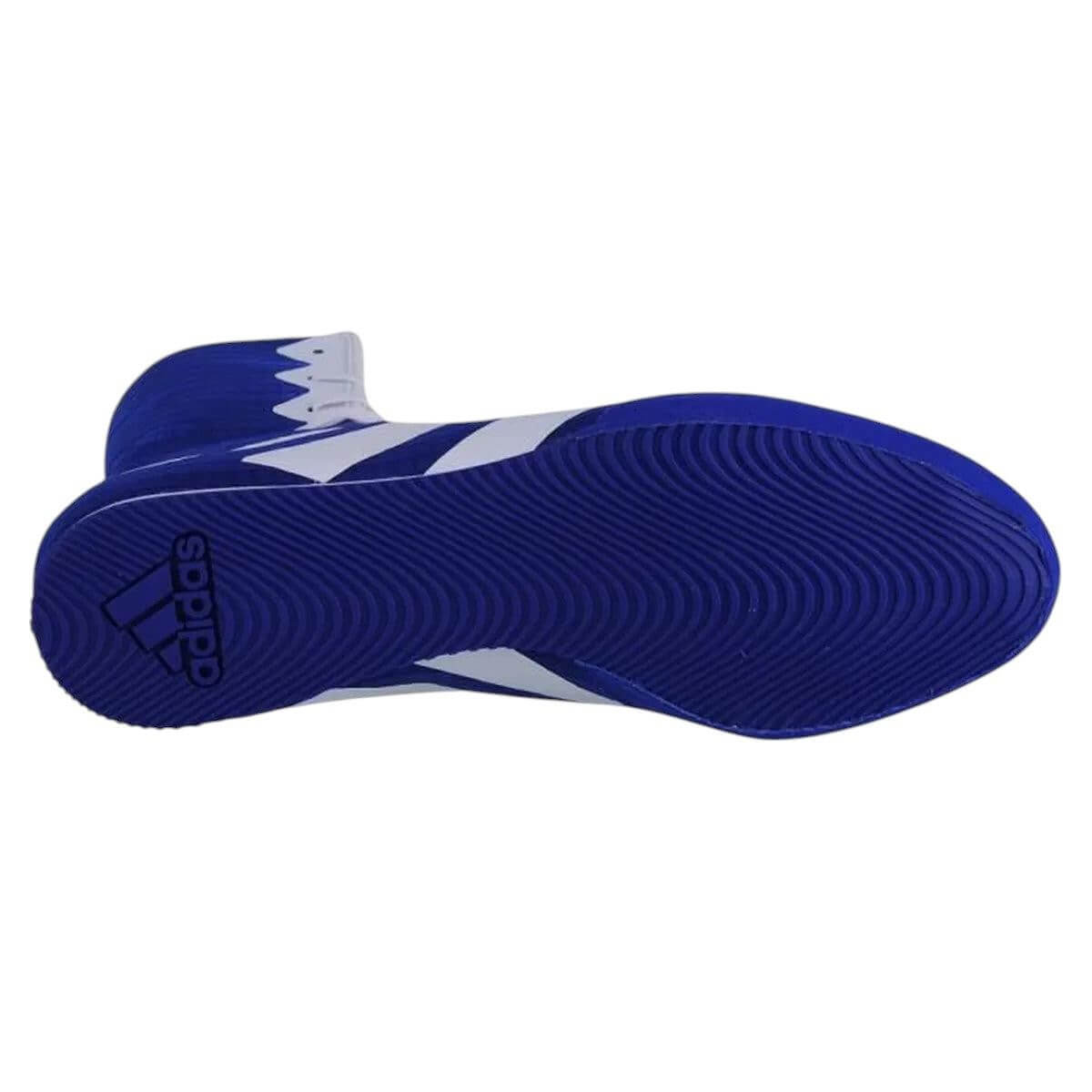 Blue Adidas Box Hog 4 boxing shoe sole with grip and Adidas logo