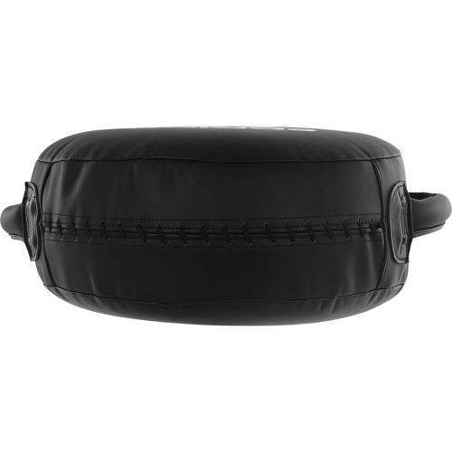 Black round adidas punching target with PU material and Aero foam padding, featuring two handles for grip and agility training