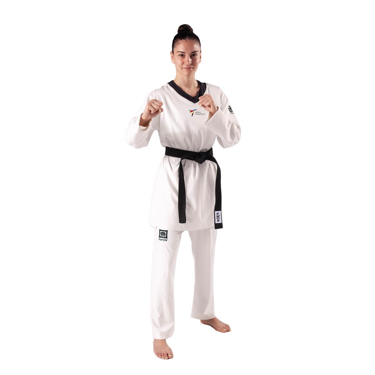 Dobok de Taekwondo Kwon Slimfit WT Col Noir (1010) - Boutique des Arts Martiaux et Sports de Combat