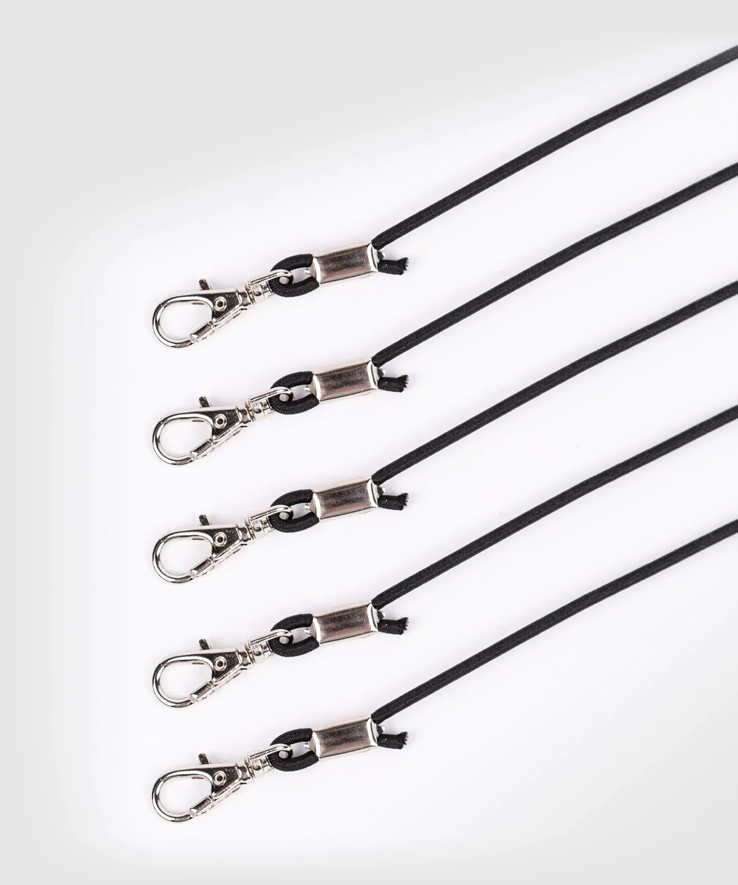 Set of five strong resistance black latex elastics for Venum X5 reflex ball training with adjustable clips