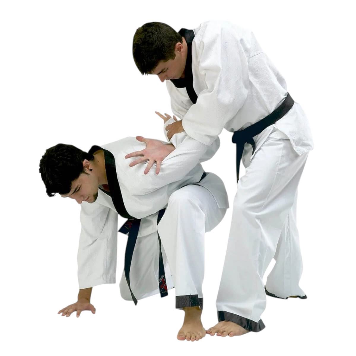Dobok Hapkido FUJIMAE Expert with black trim during training.