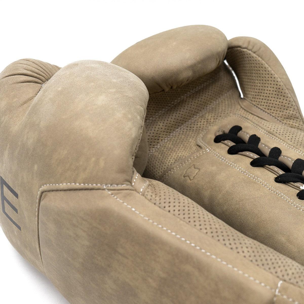 Gants Boxe Cuir Vintage QS à lacets FUJIMAE - Sable