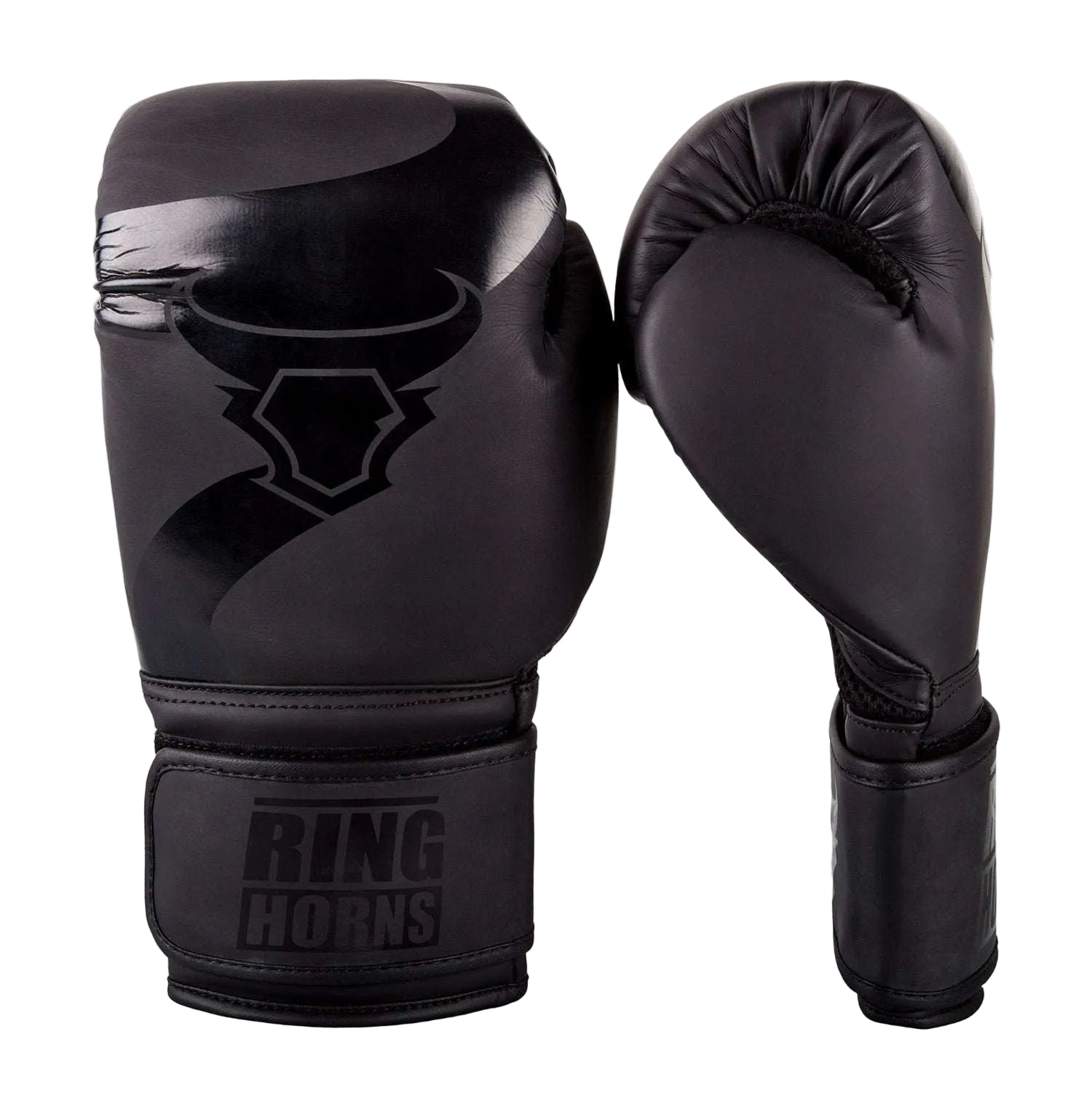 Gants de boxe Ringhorns Charger noirs avec mousse injectée et fermeture velcro pour entraînement sports de frappe