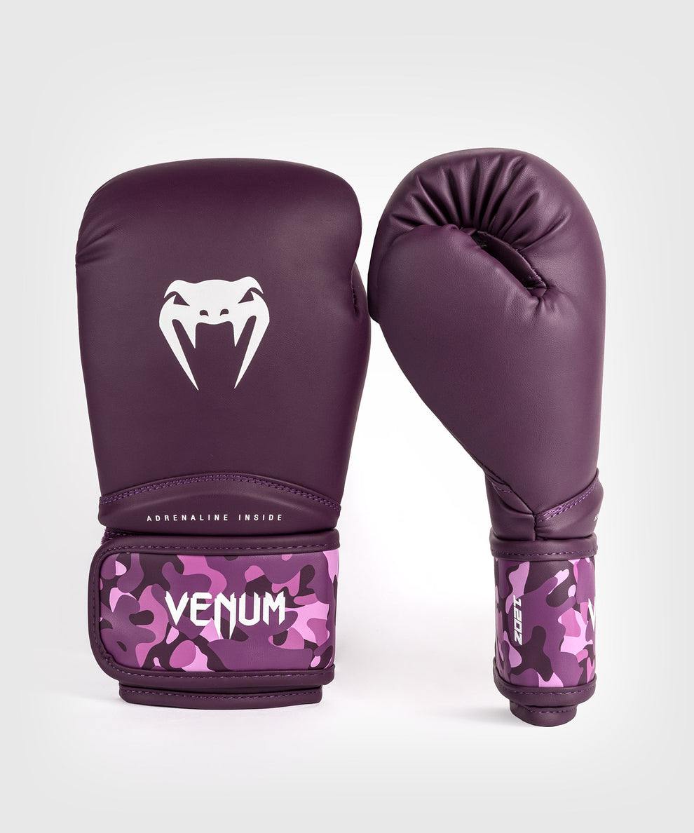 Gants de boxe Venum Iris prune rose en PU avec velcro pour boxe et sparring