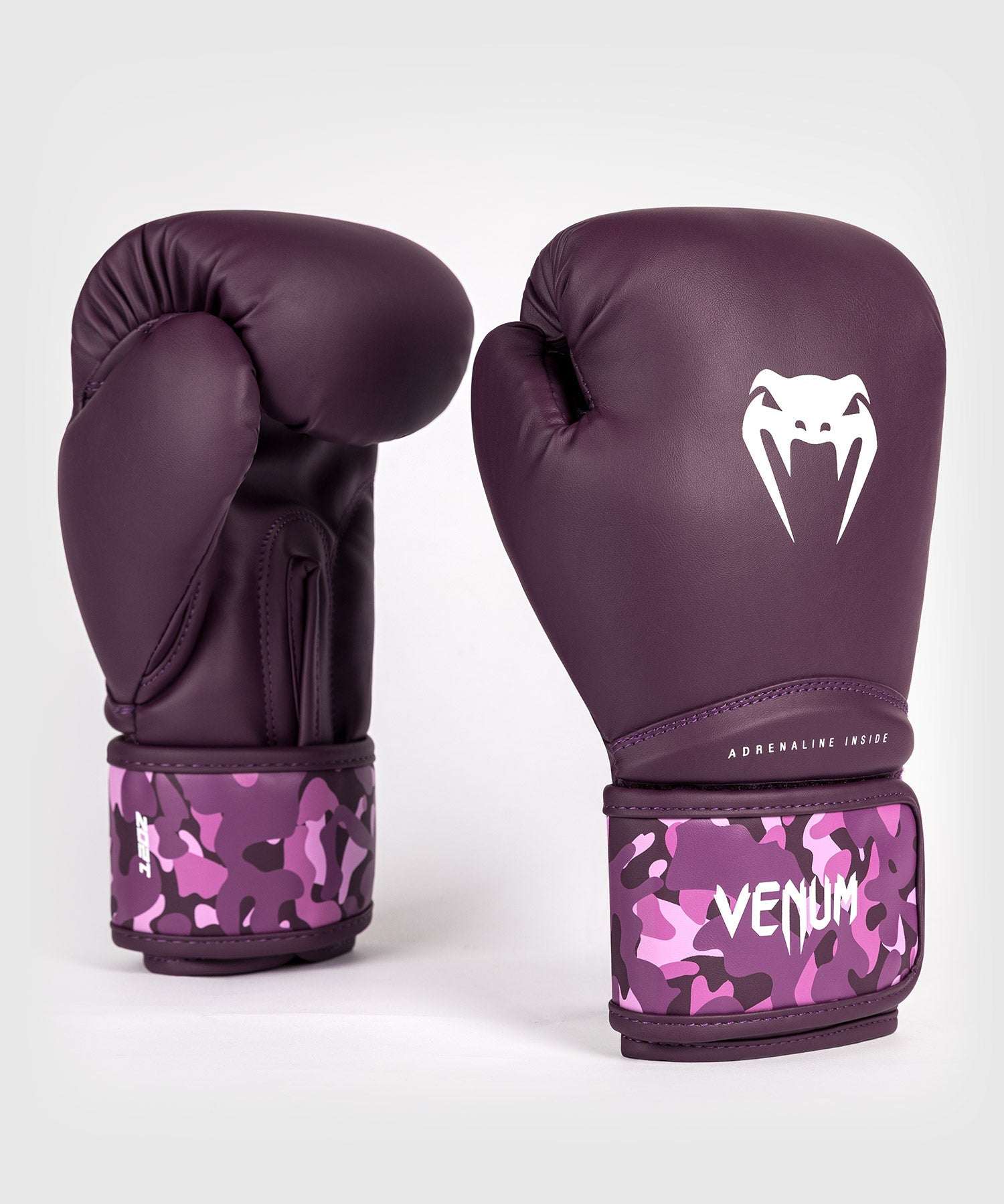 Gants de boxe Venum Iris prune rose en PU avec fermeture velcro pour entrainement et sparring