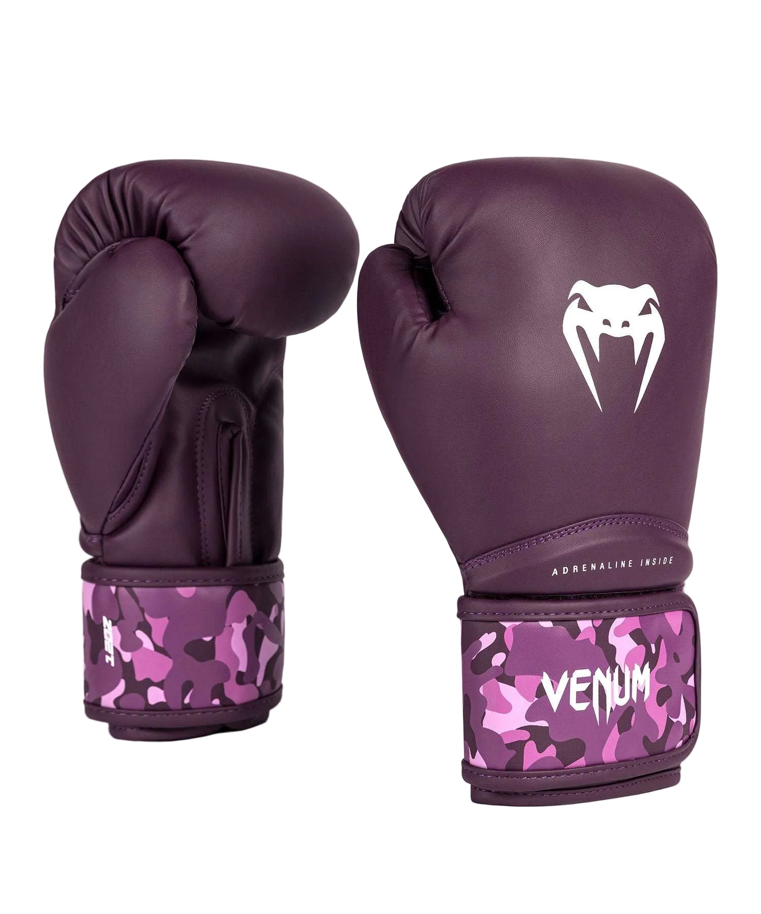 Gants de boxe Venum Iris prune rose en PU avec fermeture velcro pour entrainement et sparring