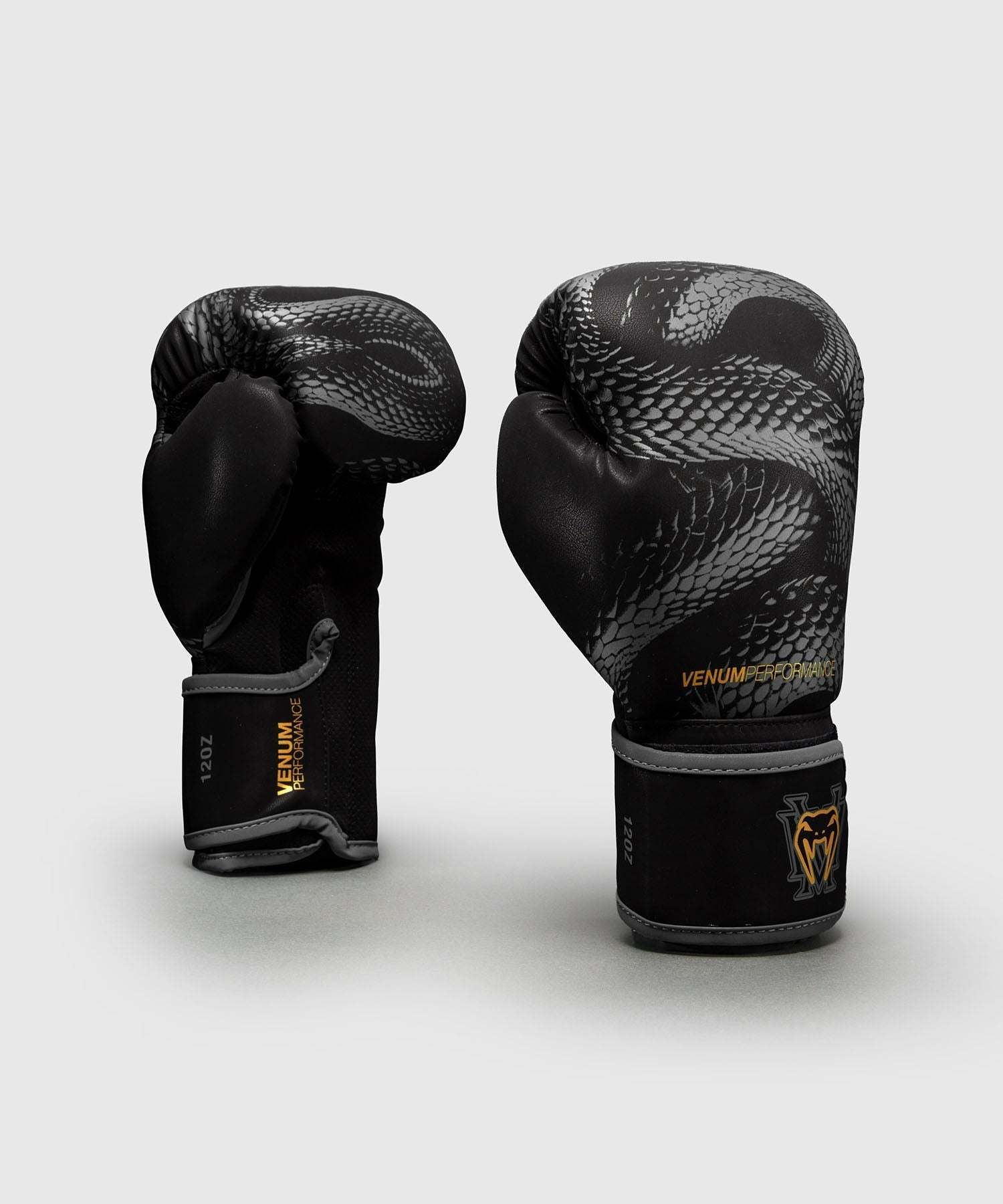 Gants de boxe Venum Matupa noir gris or avec protection et maintien du poignet