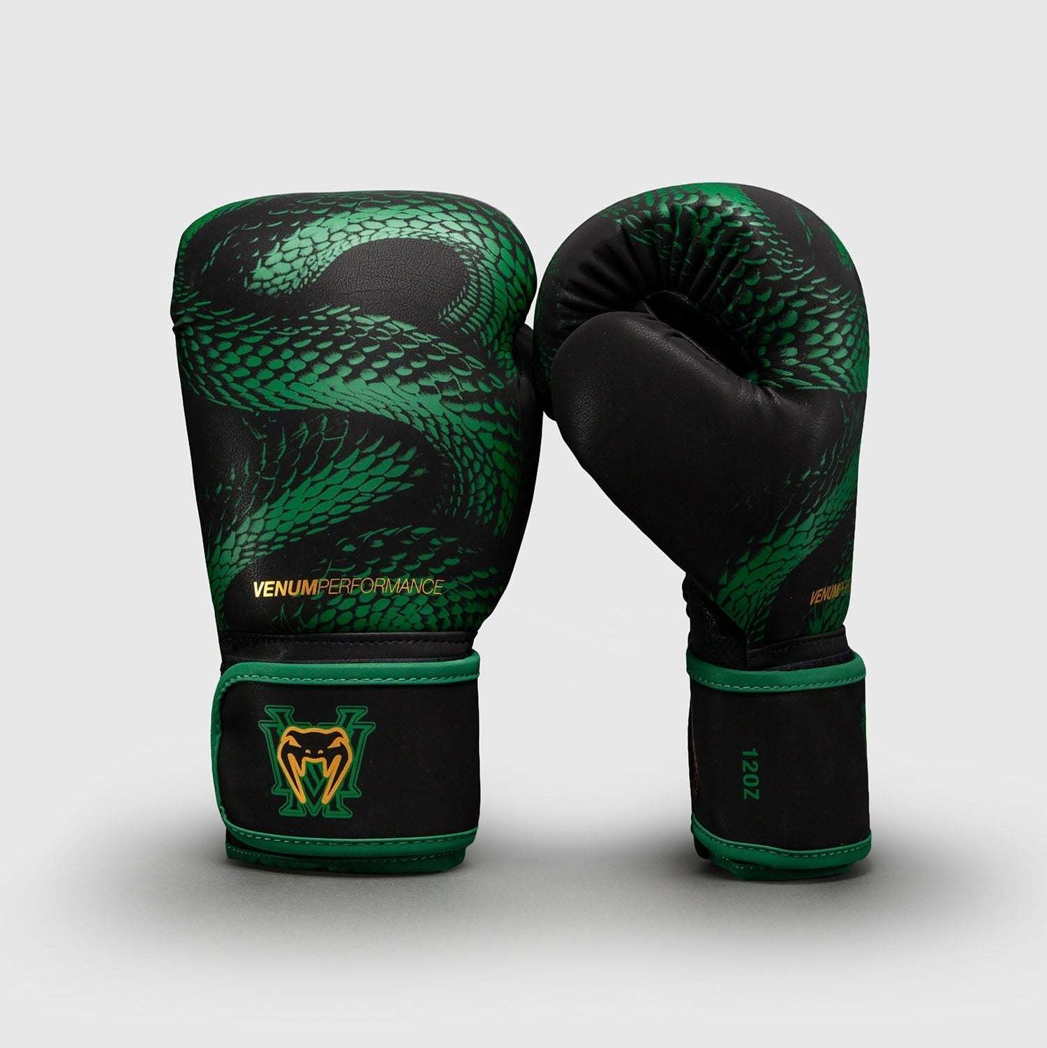 Gants de boxe Venum Matupa noir vert or avec maintien poignet et absorption chocs pour entraînement boxe kick-boxing muay-thaï