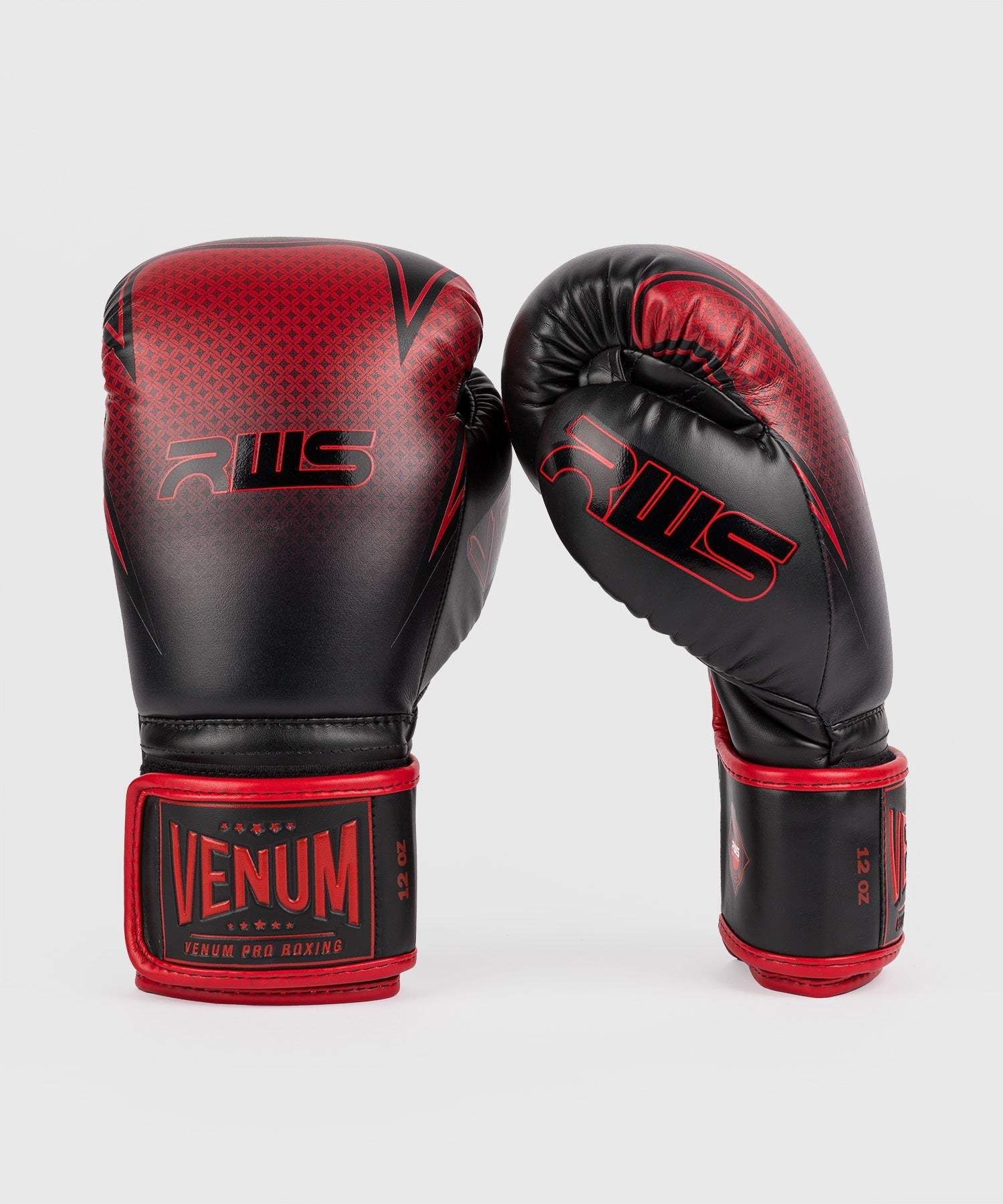 Gants de boxe Venum x RWS 2.0 noirs et rouges avec mousse multi-densité et velcro large pour protection et entraînement Muay Thaï