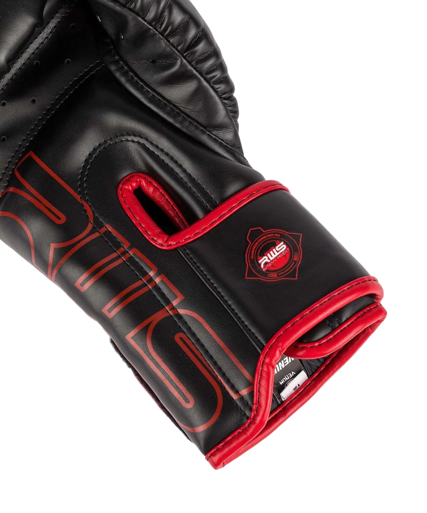 Gants de boxe Venum x RWS 2.0 noirs et rouges avec mousse multi-densité et fermeture velcro large