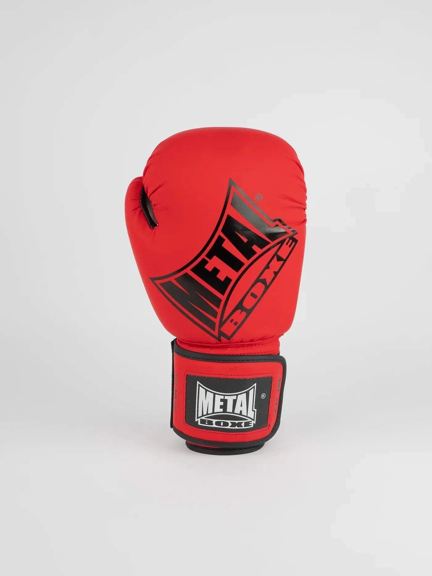 Red Metal Boxe competition boxing glove with premium synthetic leather and triple-density foam cushioning