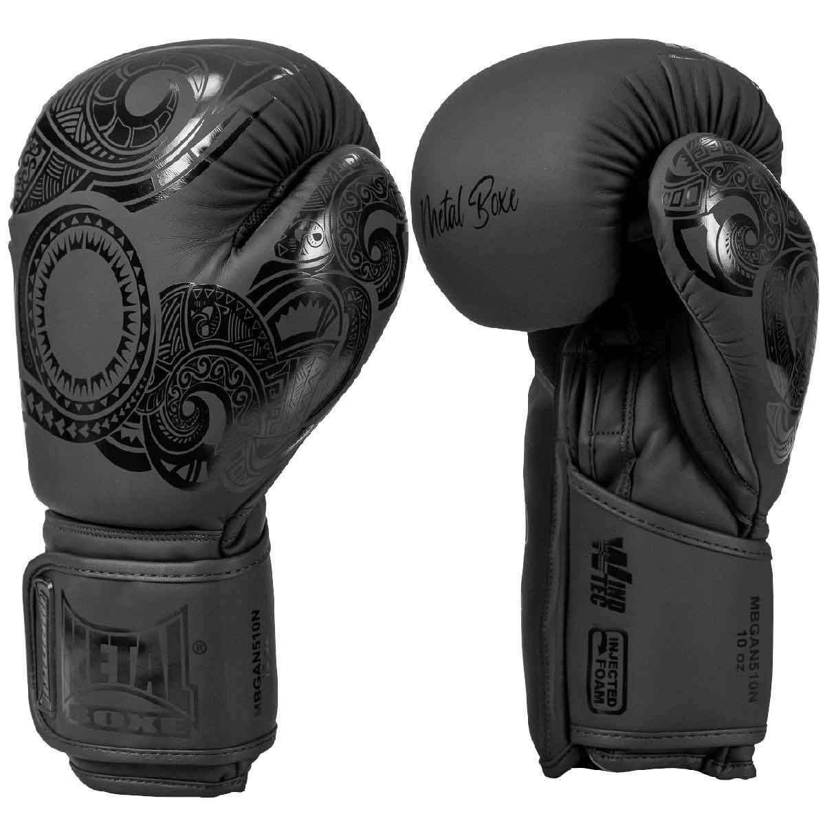 Gants De Boxe Initiation METAL BOXE 10 Oz - Noir - Mousse Préformée, Protection Légère - Pour Entraînement éducatif