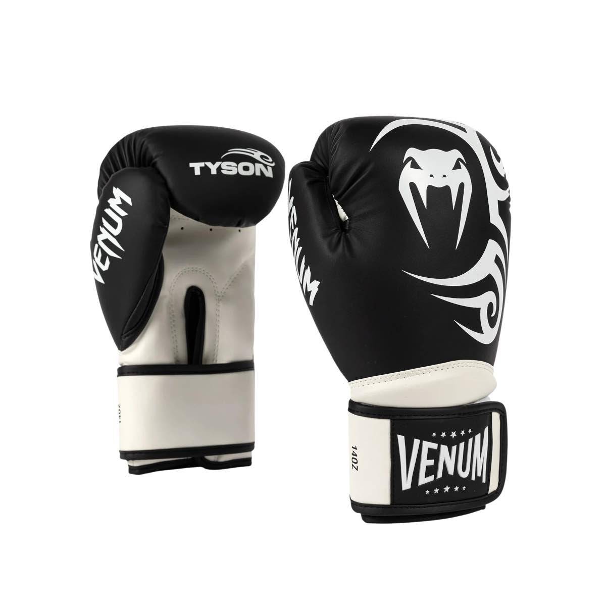 Gants de boxe professionnels Venum Giant 2.0 Mike Tyson en cuir Nappa noir et blanc