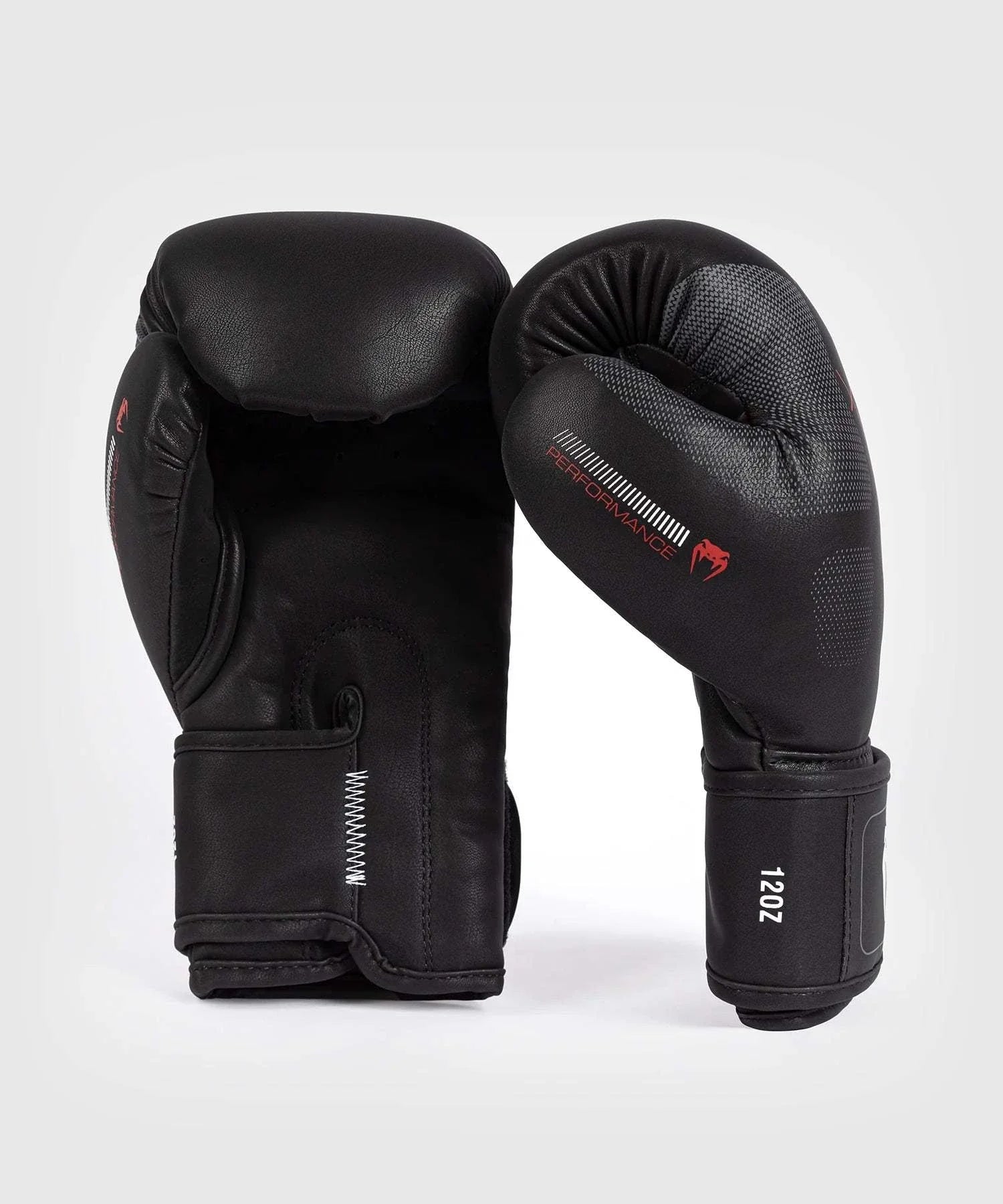 Black and red Venum Tactical XT boxing gloves with triple density foam and wide velcro strap for secure fit