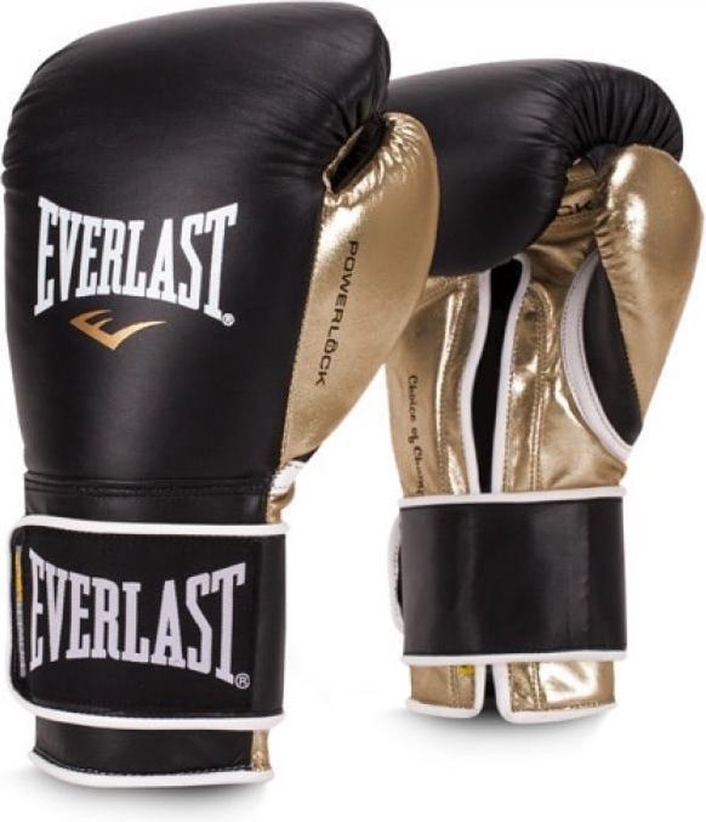Gants de boxe Everlast Powerlock Pro Hook & Loop - Noir/Or "épuisé"
