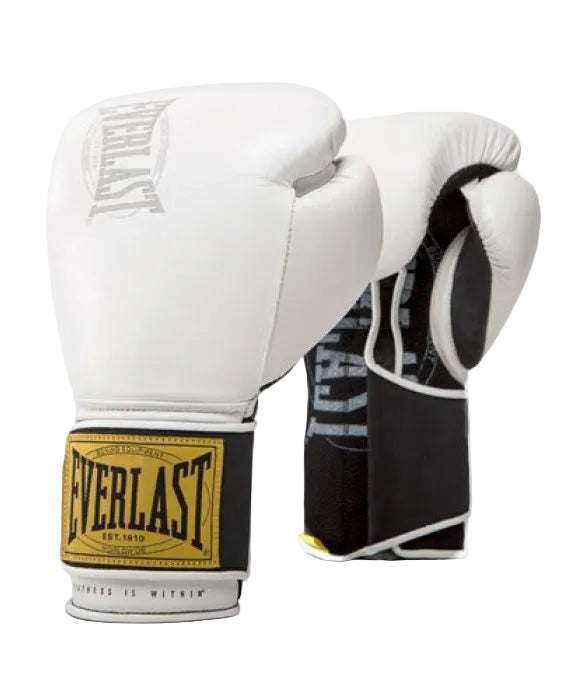 Gants de boxe Everlast 1910 Sparring Hook & Loop blancs 14 oz en cuir