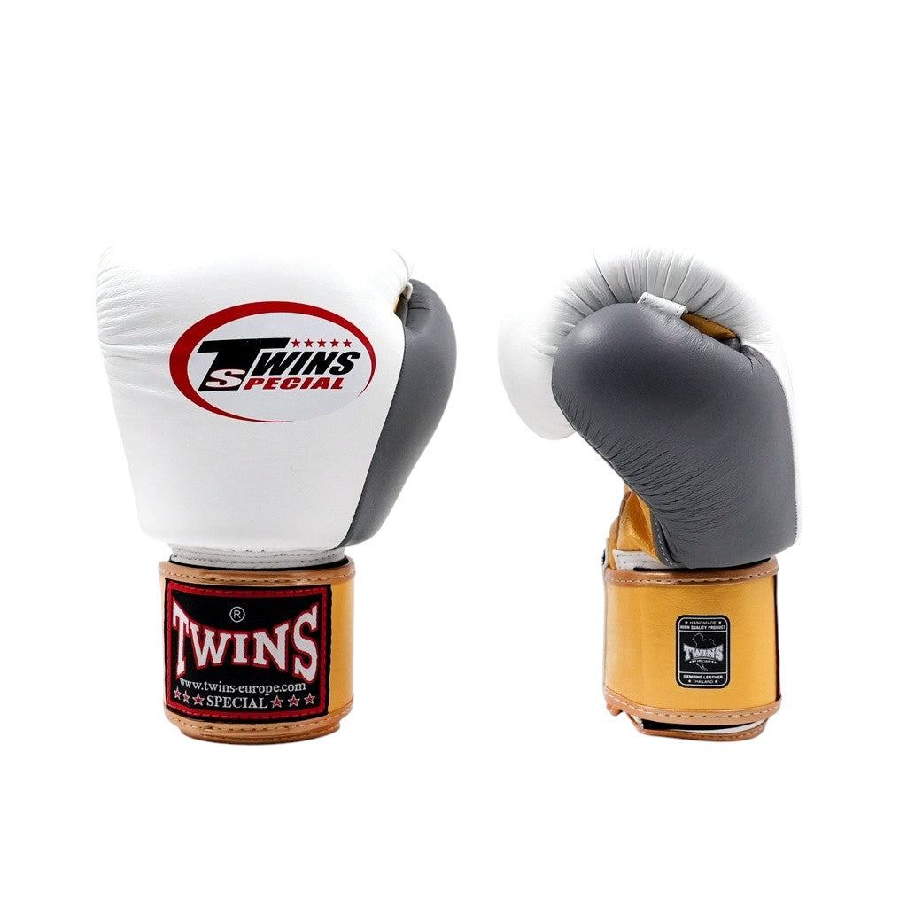 Gants de boxe Twins Cuir BGVL 3 Original Blanc/Or/Gris