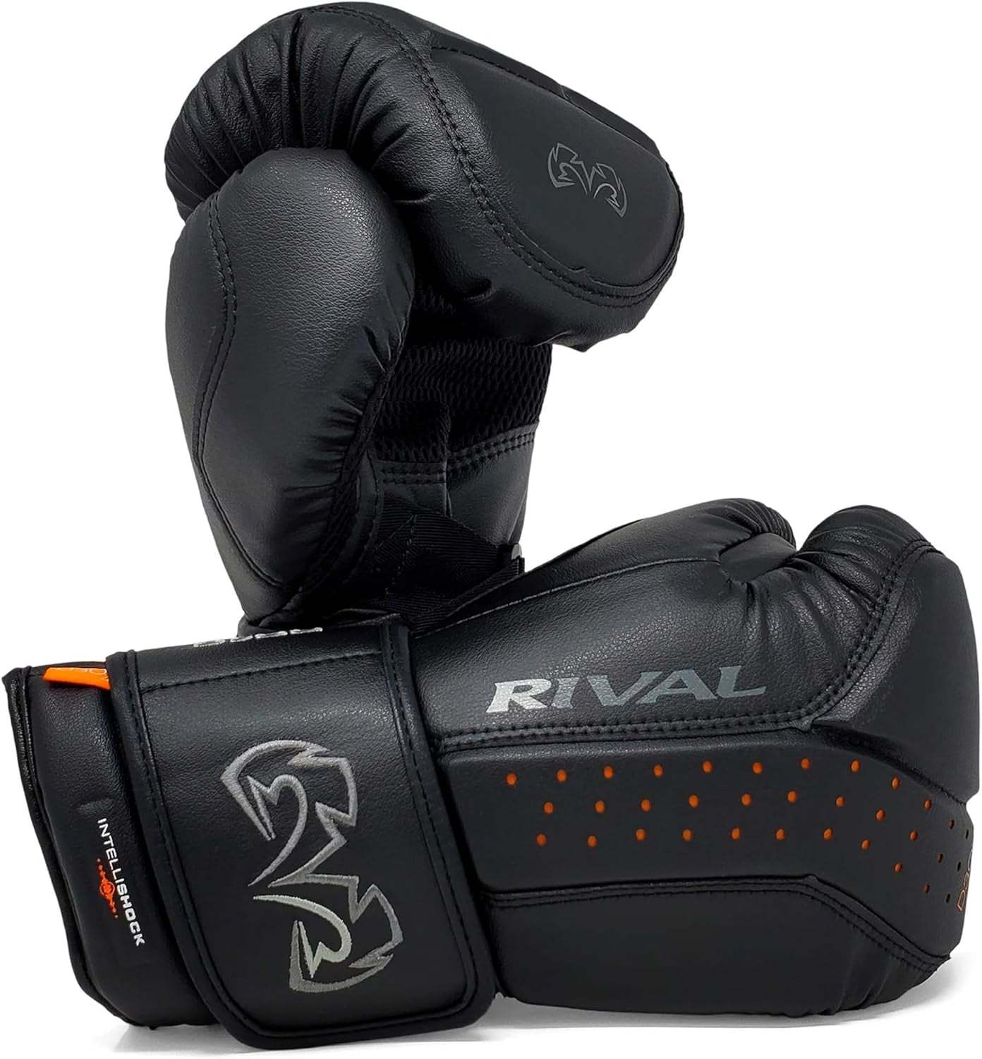 Gants de sac Rival RB10 Intelli-Shock noirs en microfibre avec mousse haute densité pour protection optimale au sac de frappe