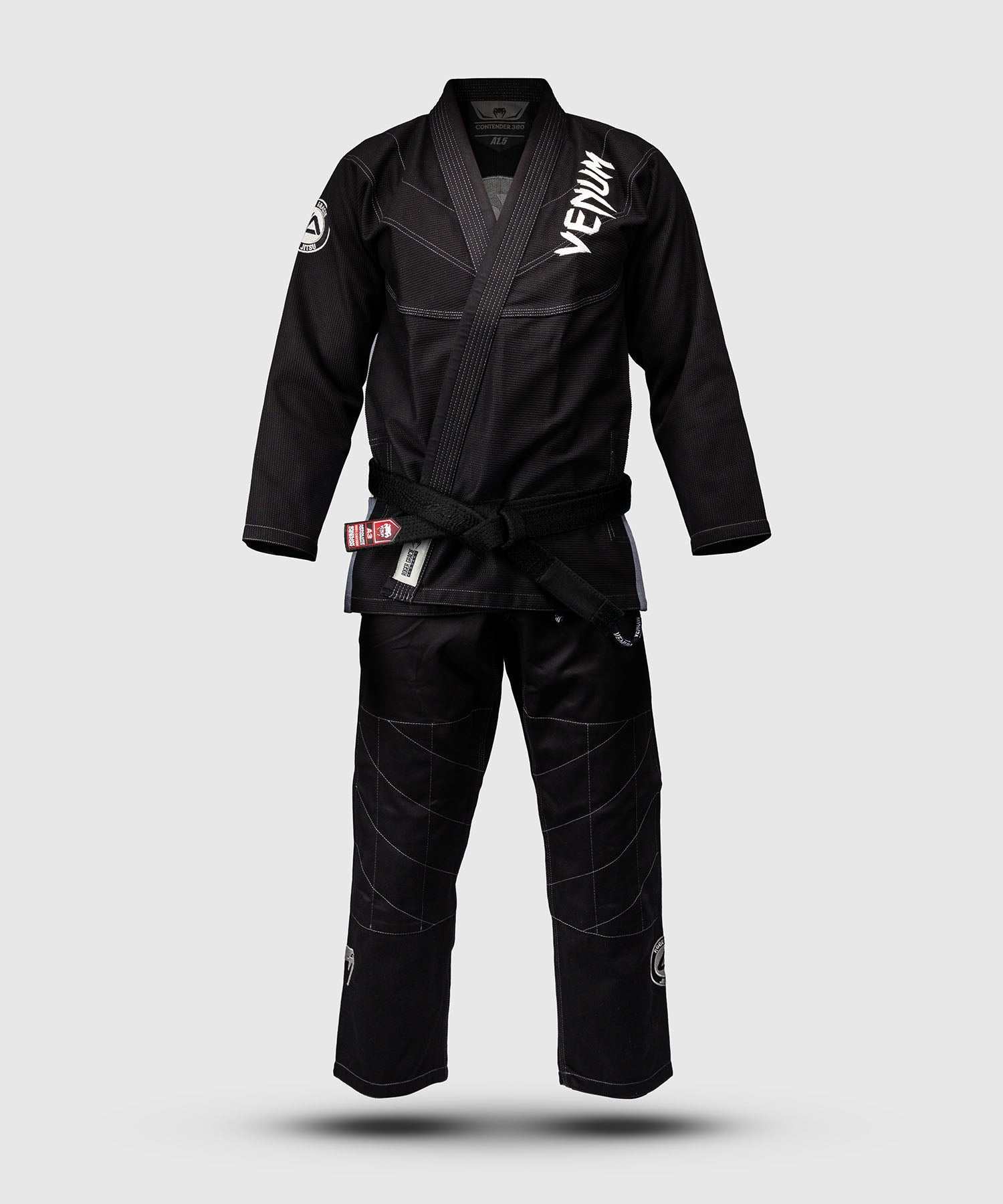 Kimono JJB Venum noir Venum x Roger Gracie Academy pour jiu-jitsu brésilien, coton 380 gsm et pantalon ripstop 280 g, conforme IBJJF