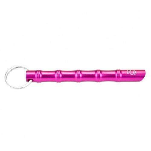 Pink Lady Piranha self-defense kubotan keychain made of solid metal with compact design for discreet personal protection.