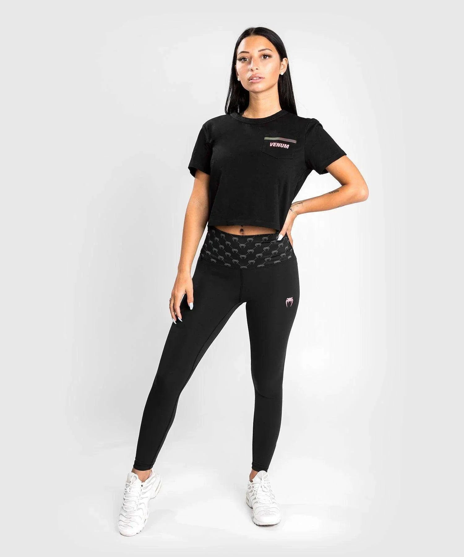 Legging Venum Monogram - Pour Femme - Noir/Or Rose - Boutique des Arts Martiaux et Sports de Combat