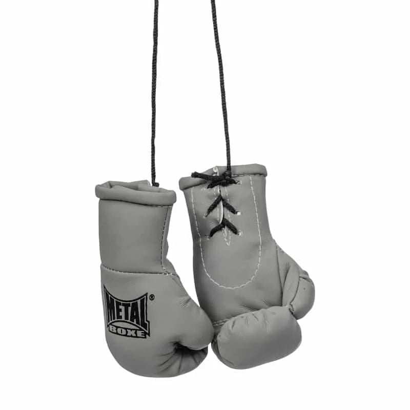 Paire de mini gants de boxe Metal Boxe gris à suspendre au rétroviseur