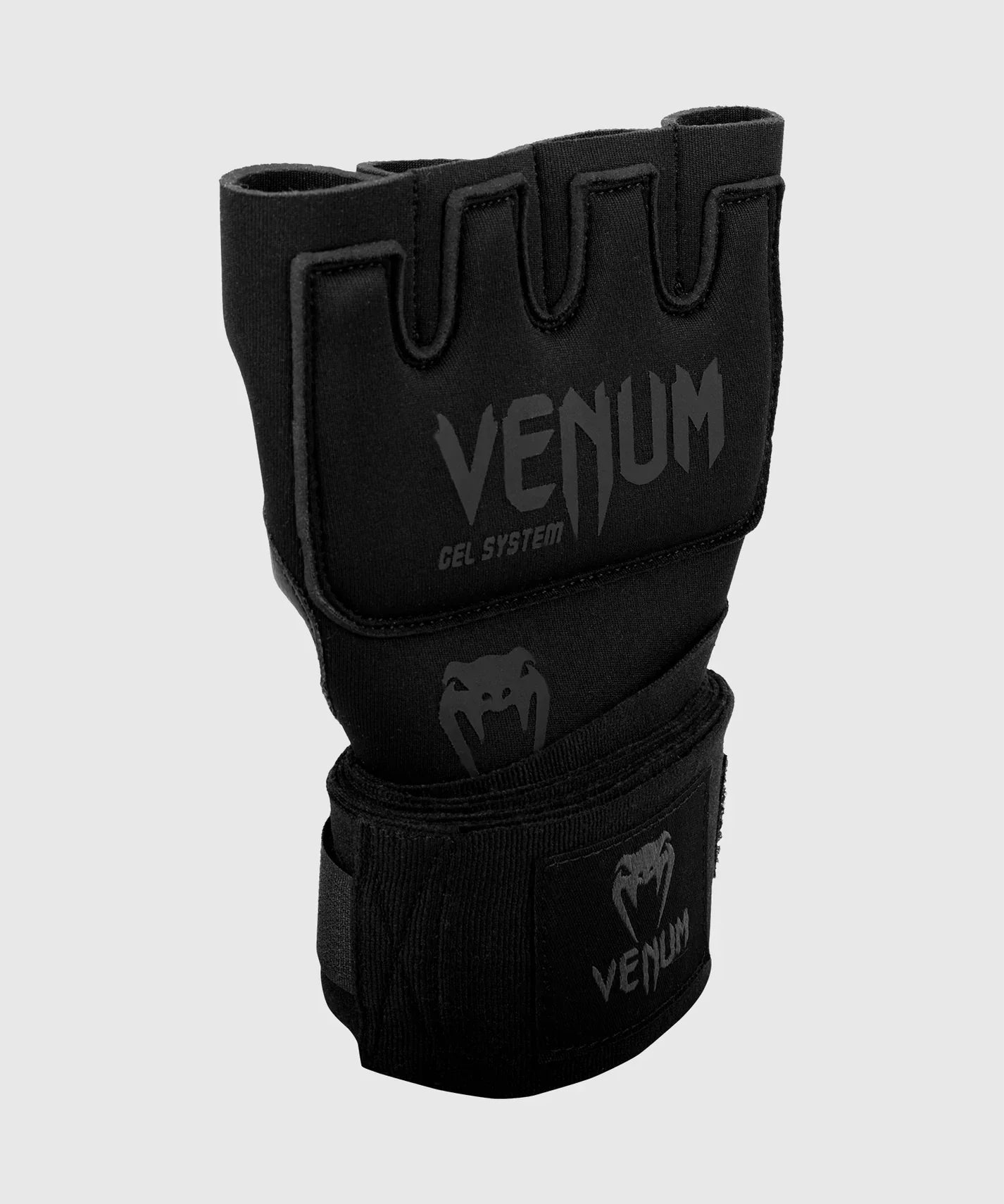 Black Venum Kontact Gel under-glove with shock absorption and wrist support for martial arts training