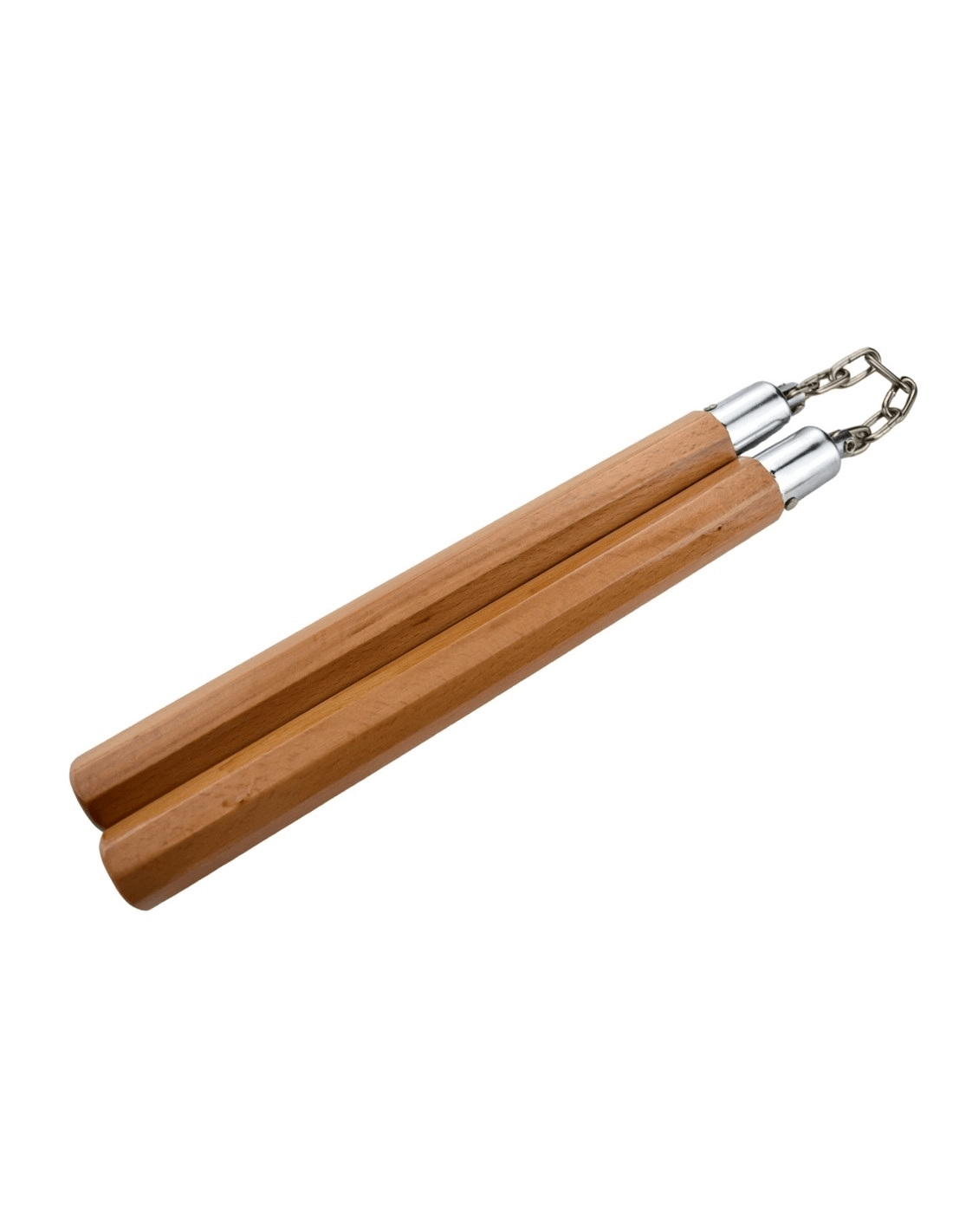 Nunchaku Bois Hexagonal Naturel Piranha – Chaîne 30 cm