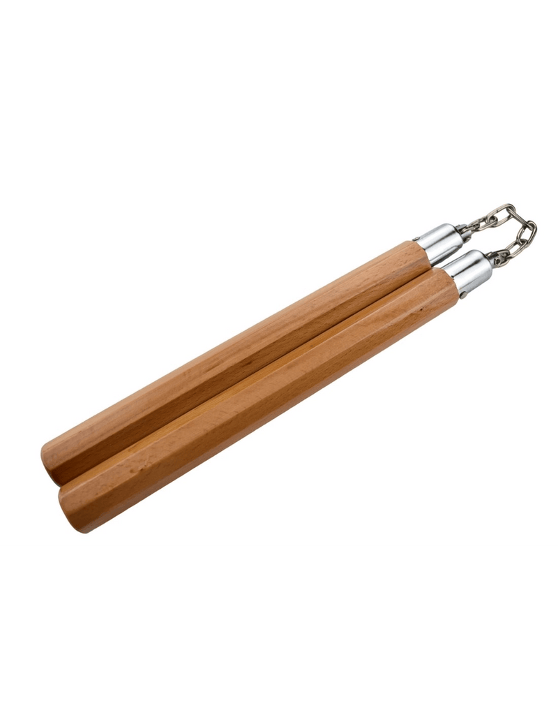 Nunchaku Bois Hexagonal Naturel Piranha – Chaîne 30 cm