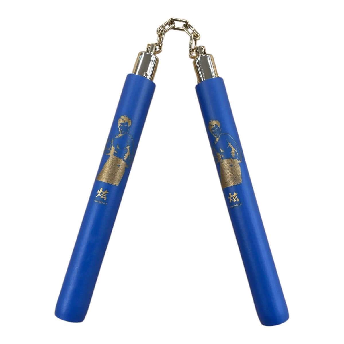 Nunchaku Bruce Lee mousse chaîne bleu