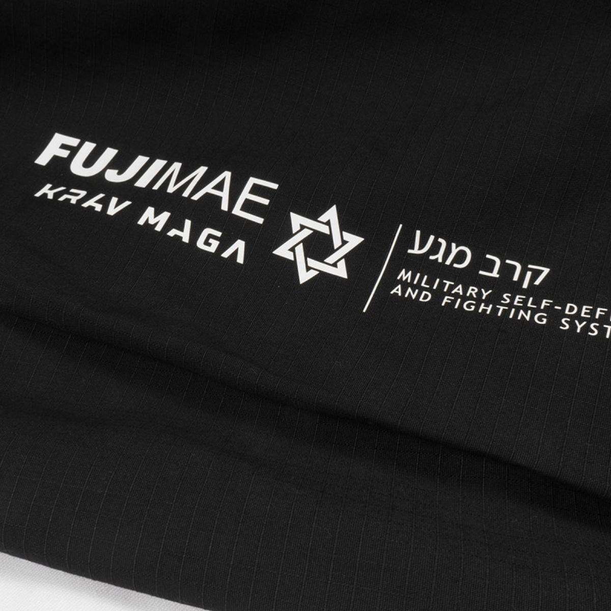 Pantalon de Krav Maga noir FUJIMAE en tissu Ripstop résistant avec renforts genoux pour self-défense et entraînements intensifs.