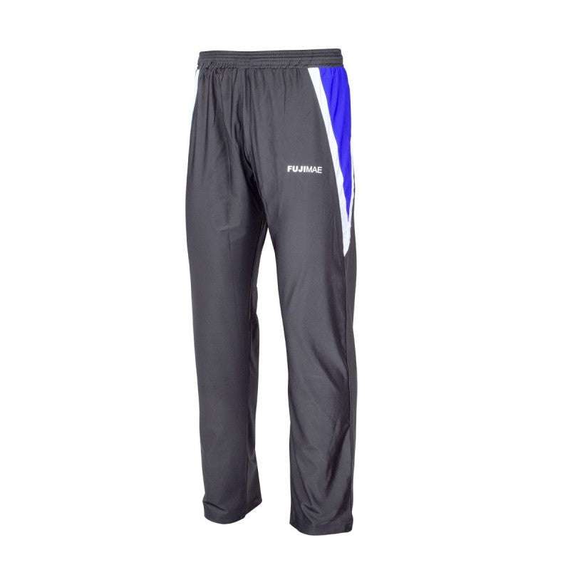 Pantalon de boxe française FUJIMAE noir et bleu, coupe droite savate