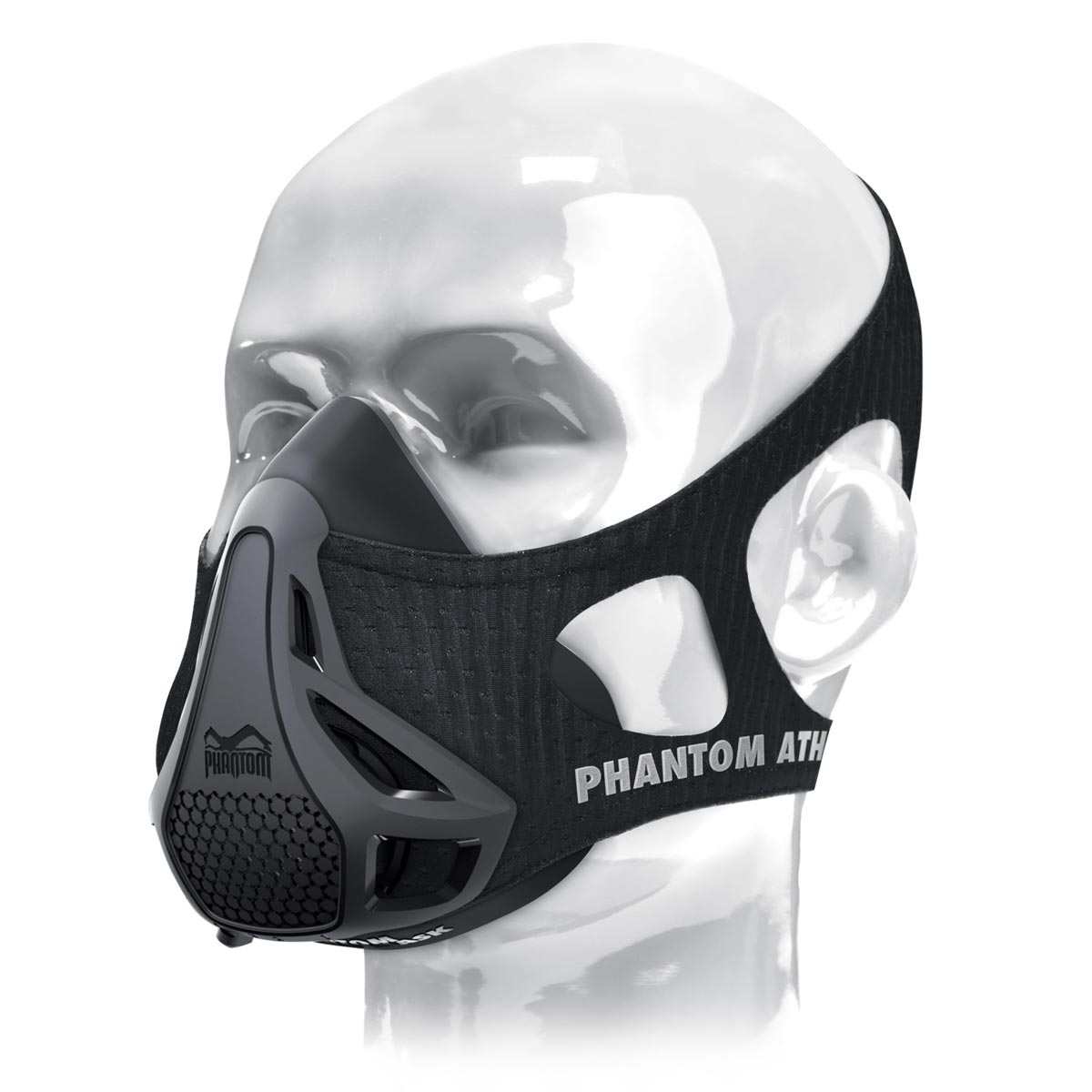 Masque d'entraînement Phantom Athletics noir pour améliorer la respiration et l'endurance sportive