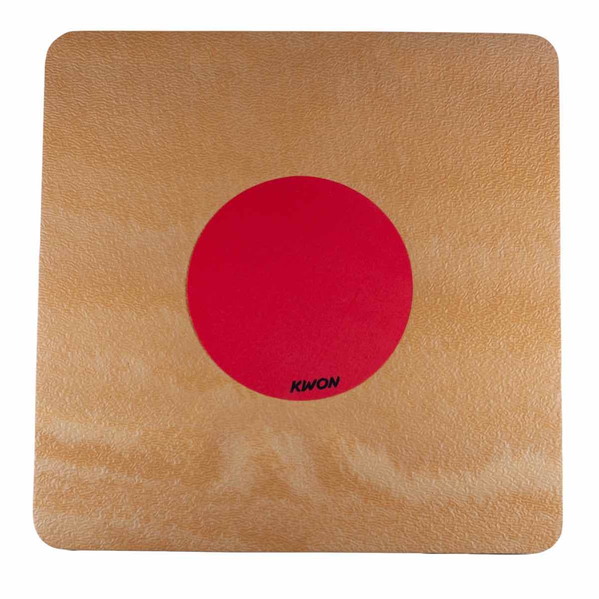 Reusable Kwon wooden breaking board for children's martial arts training with red target circle.